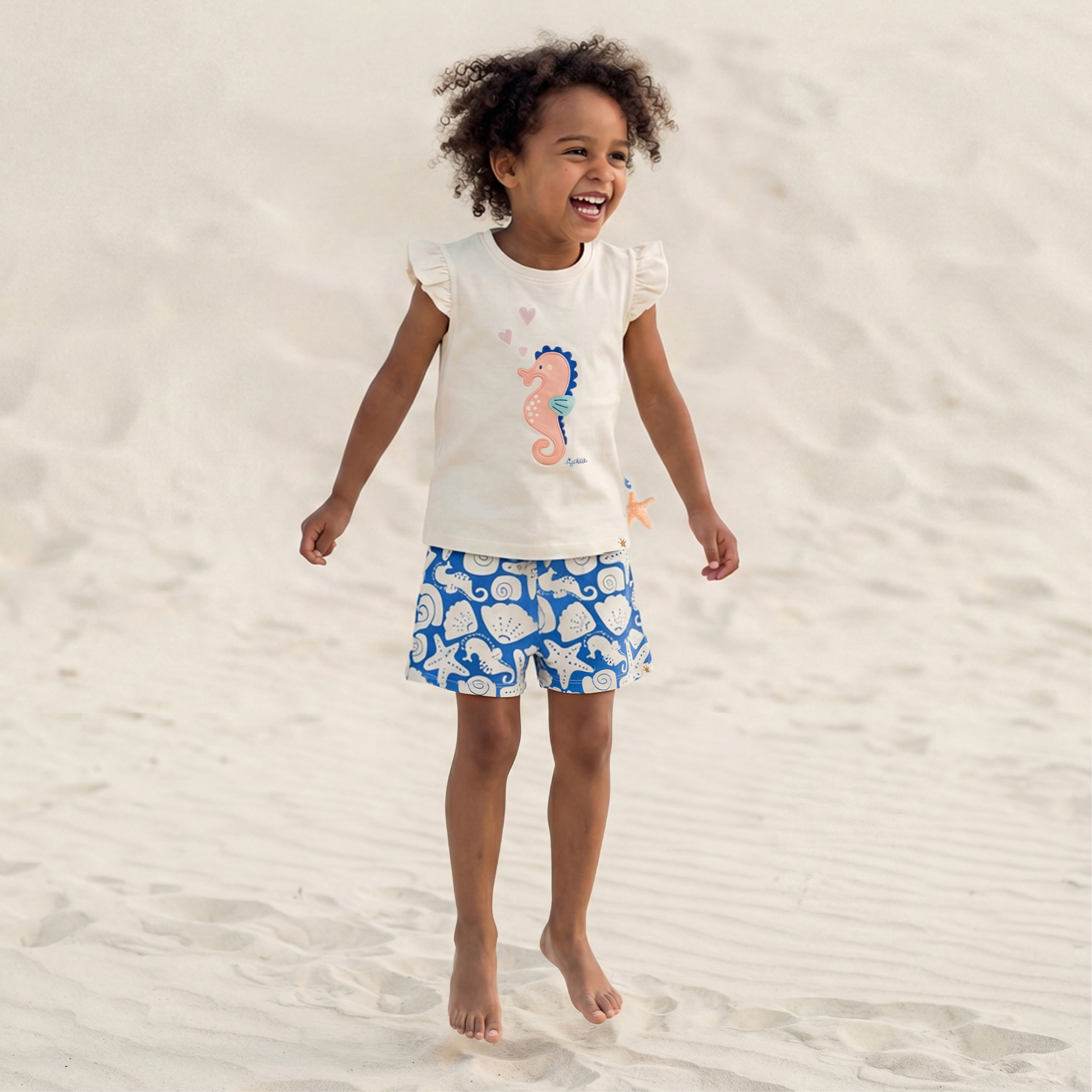 Kinder T-Shirt Seepferdchen, weiß