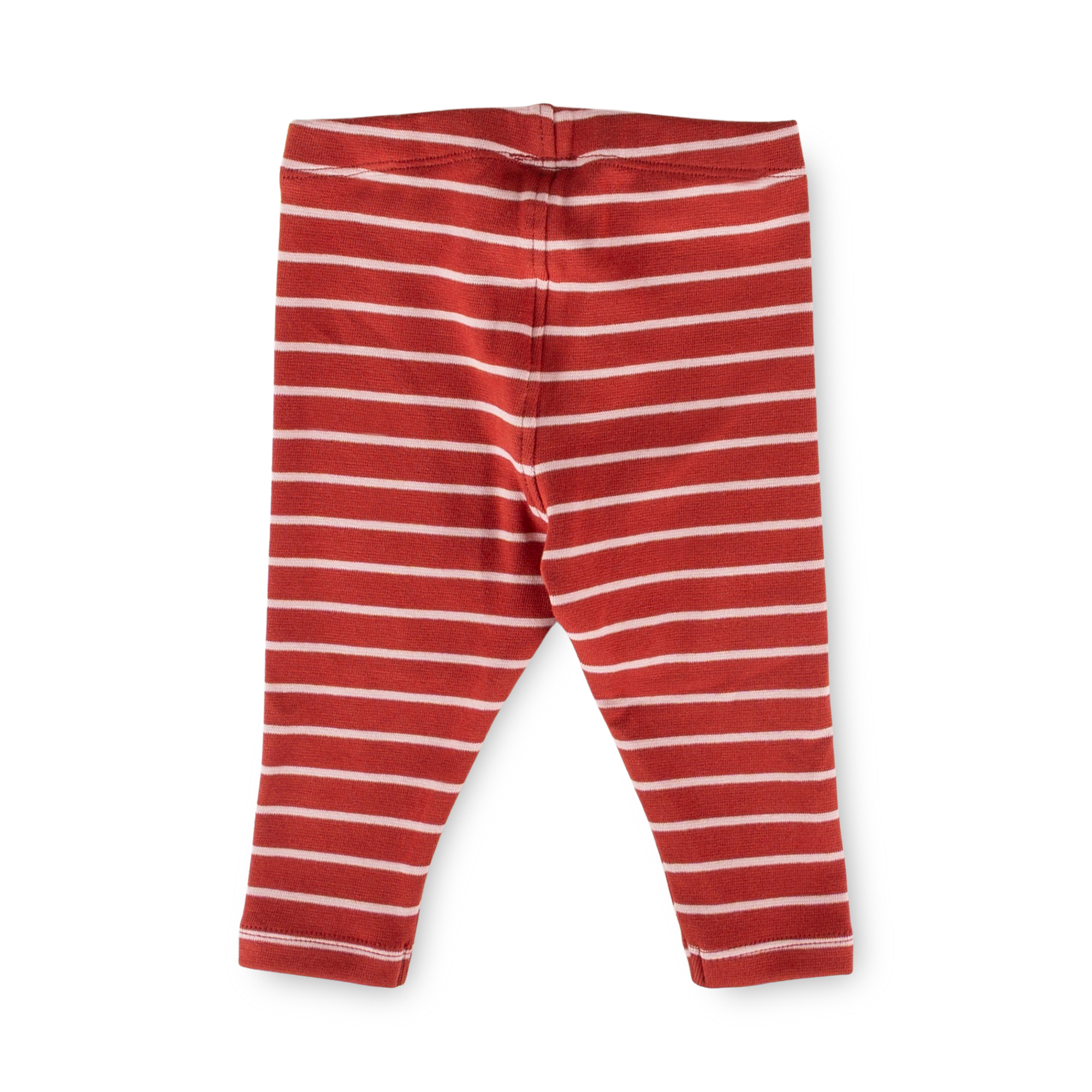 Baby rib knit leggings, red/pastel pink striped