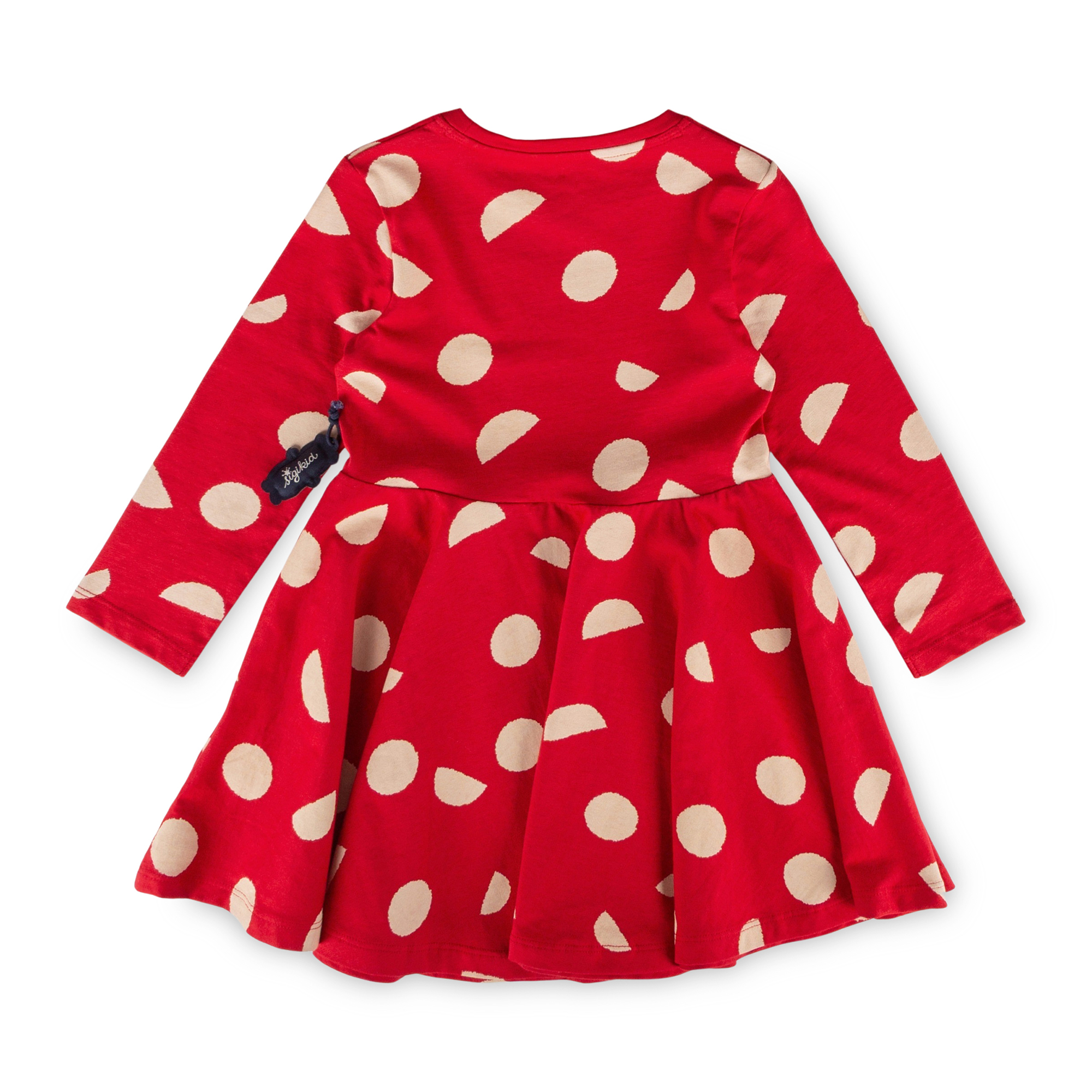 Twirly long-sleeved dress, red, print