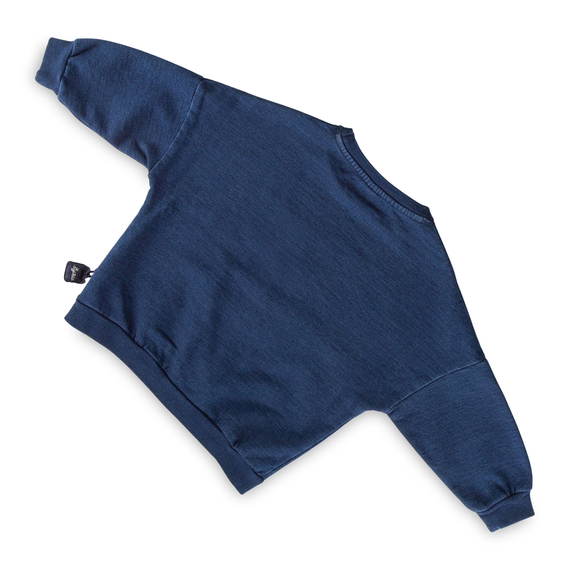 Kinder Oversized Sweatshirt denim Optik bunt bestickt, dunkelblau