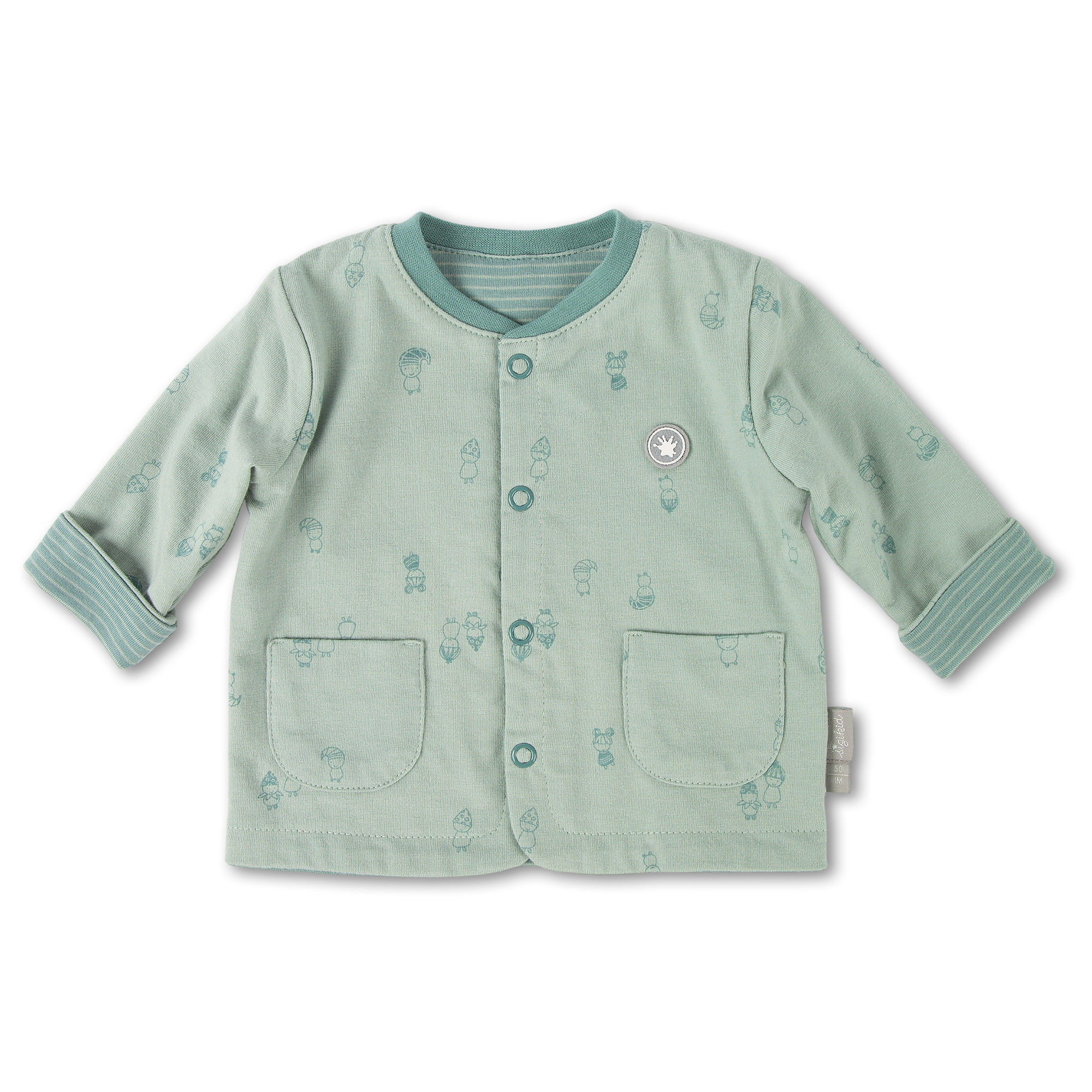 Reversible newborn baby jacket, mint green