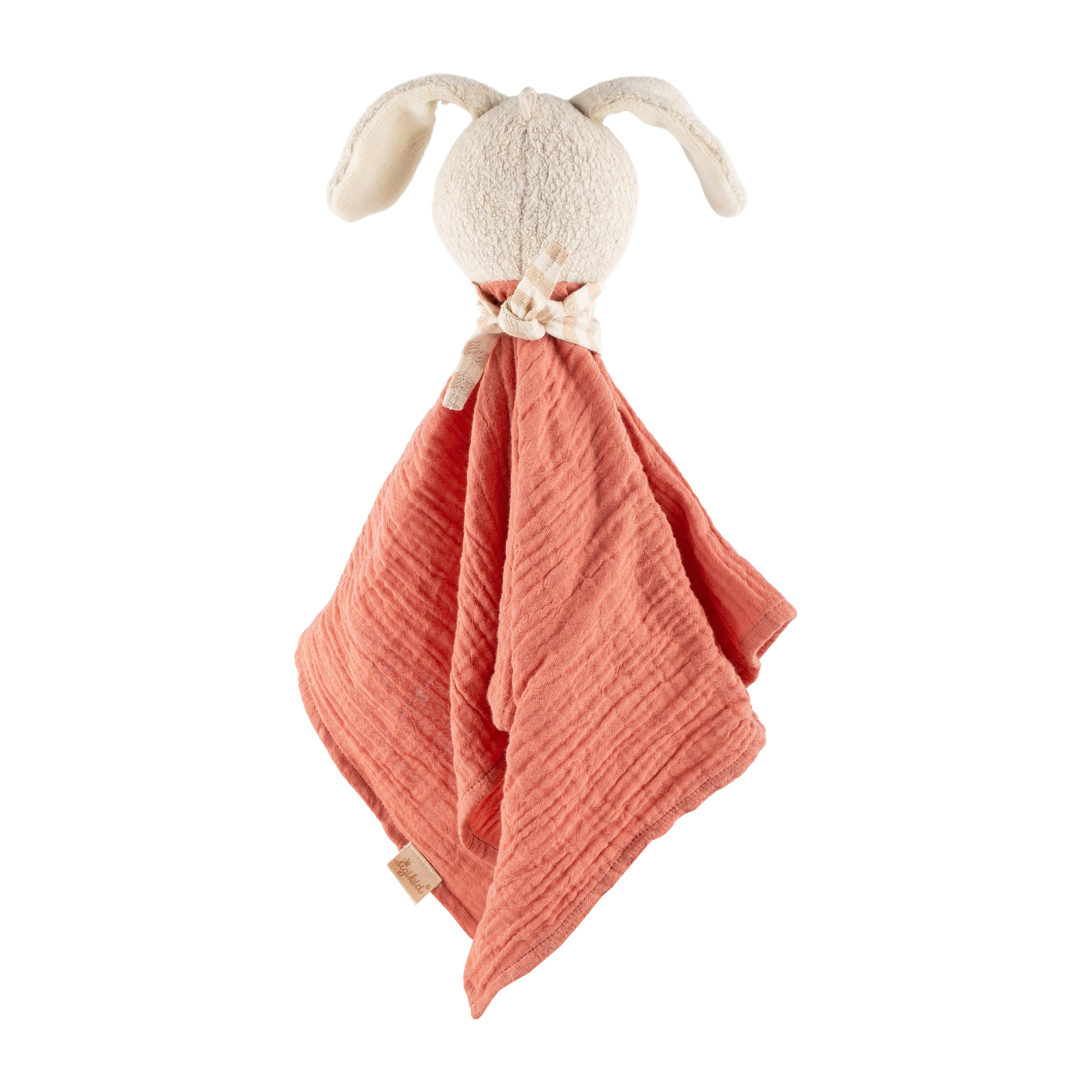 Muslin baby comforter bunny, coral pink