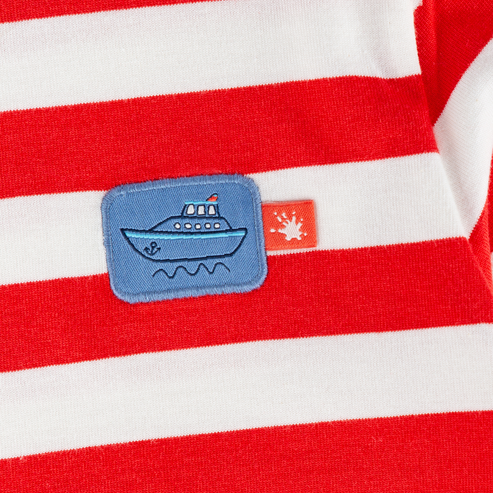 Red/white striped children's long sleeve Tee boat patch