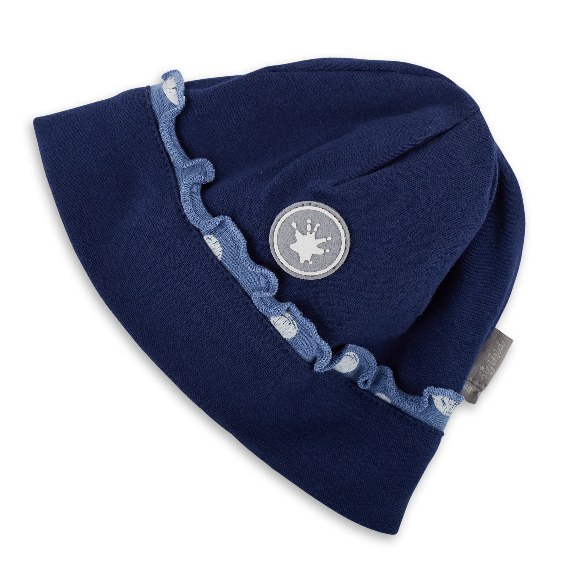 Warm baby girl beanie hat with curly edge detailing Warm baby girl beanie hat with curly edge detailing