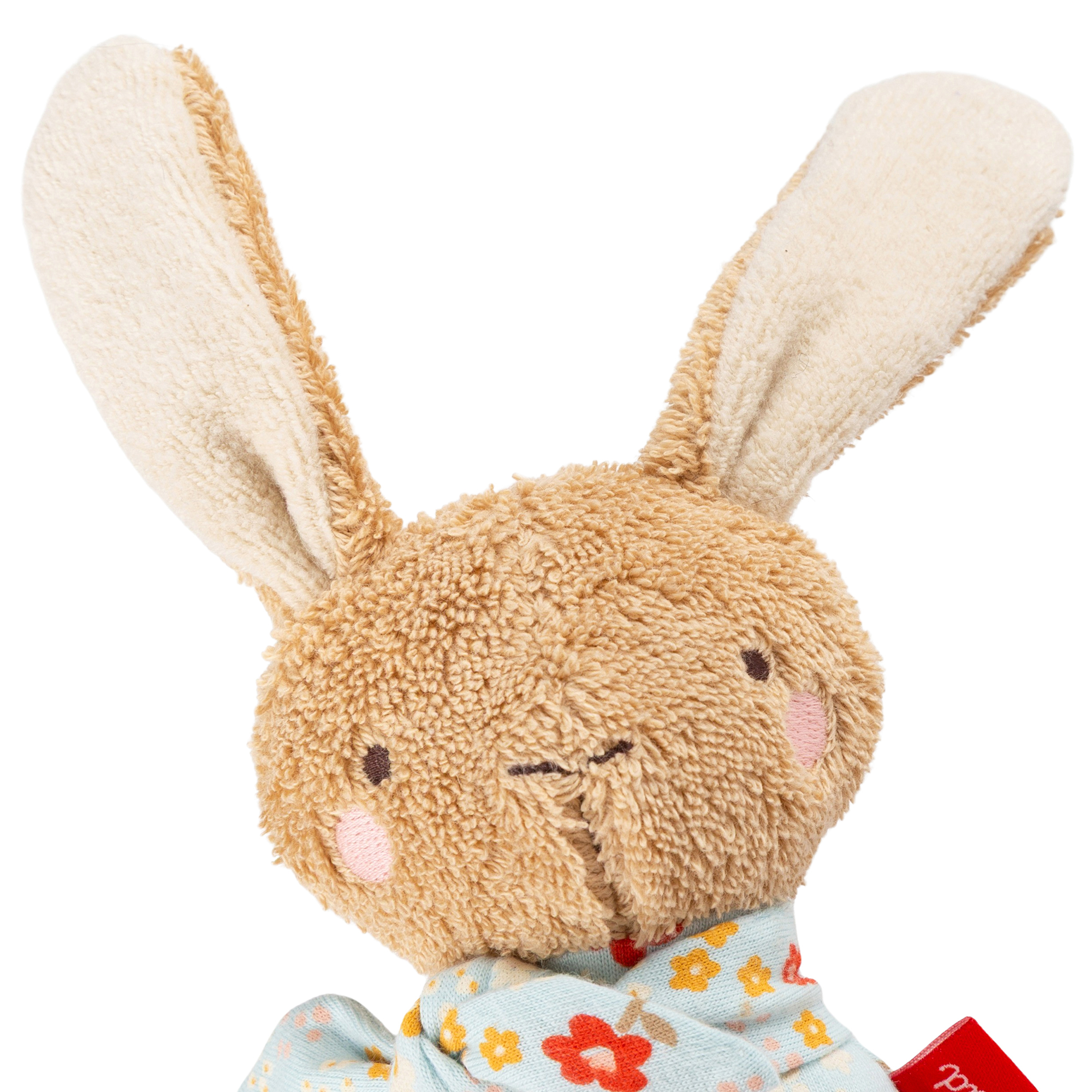Baby rattle grasp soft toy bunny blue, cotton