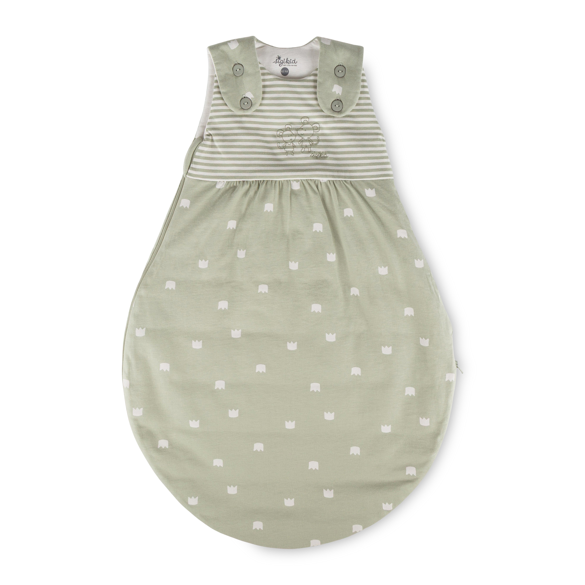 Newborn baby padded sleeping bag mouse, green