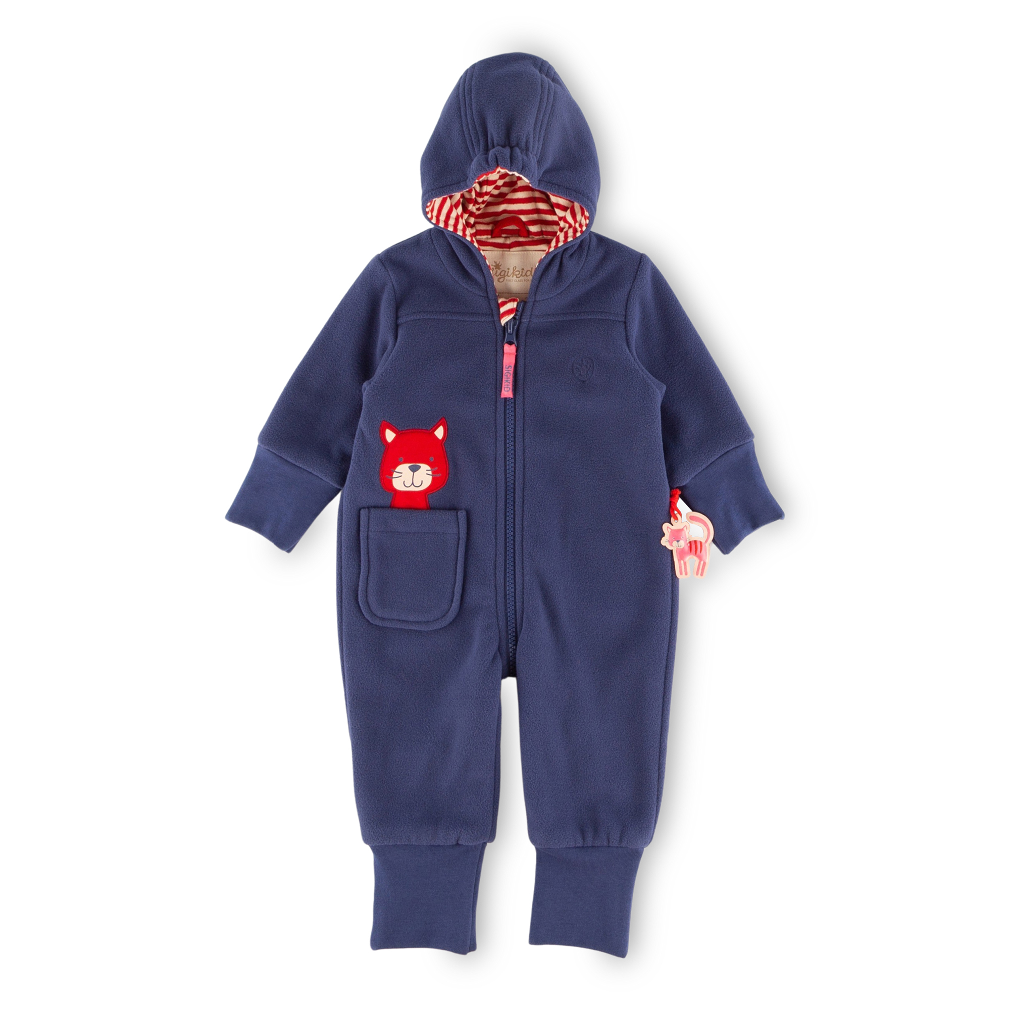 Baby Fleece Overall Katze, dunkelblau