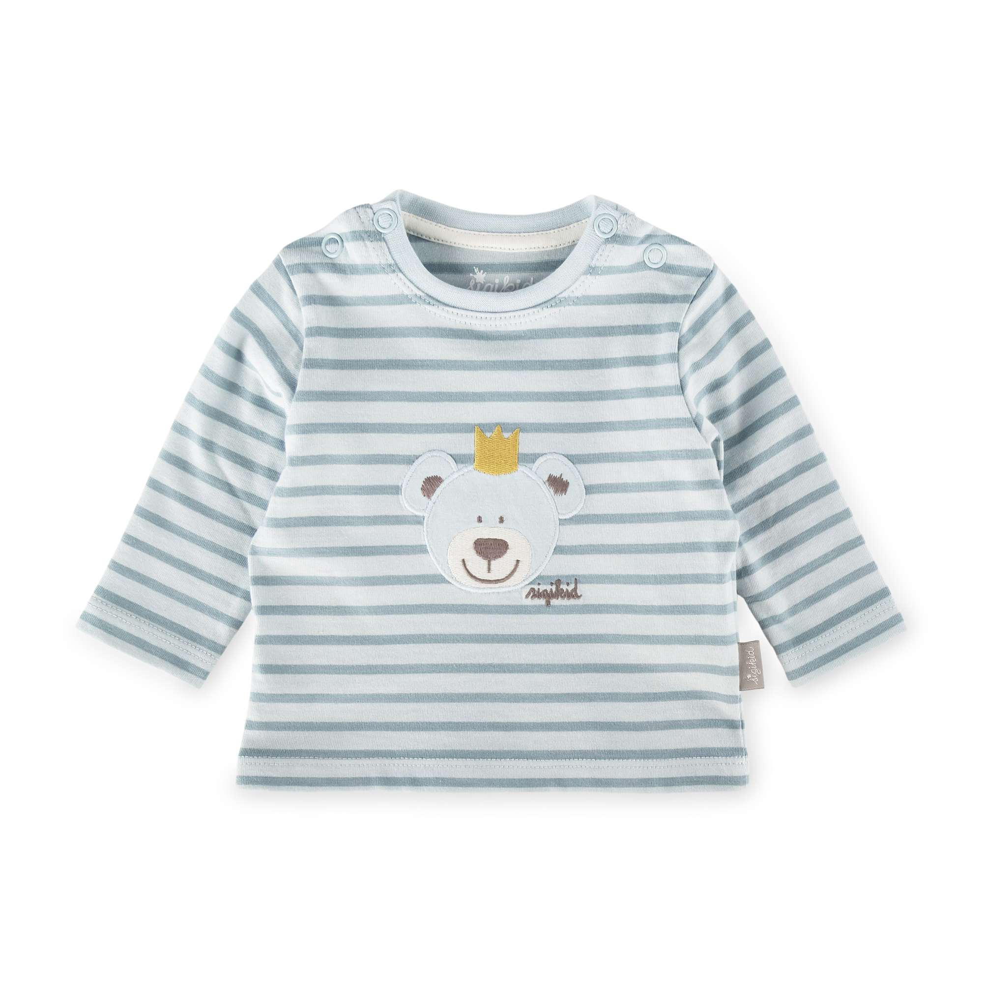 Newborn baby long sleeve Tee teddy bear prince, blue striped