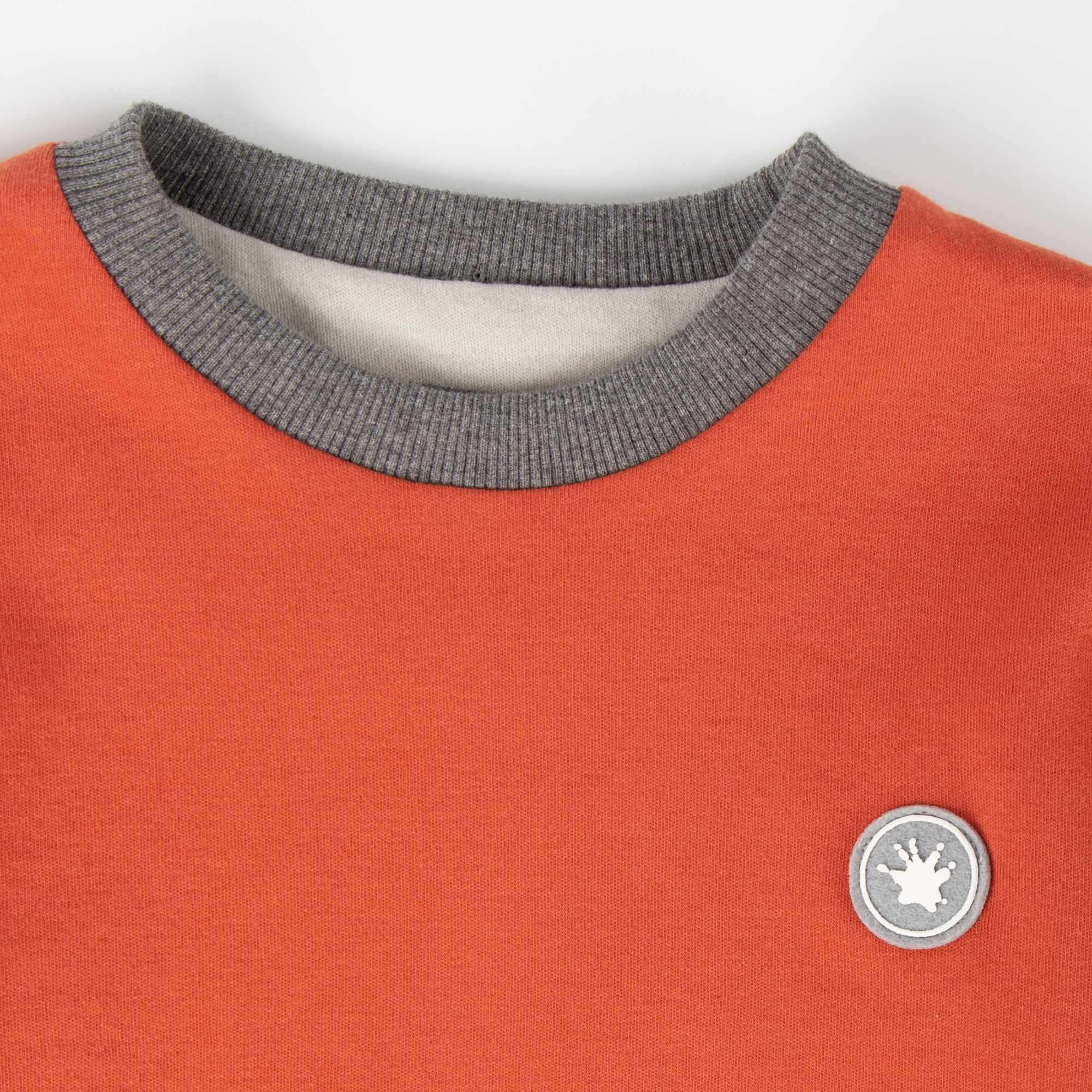 Reversible children's sweater Husky, grey striped/orange