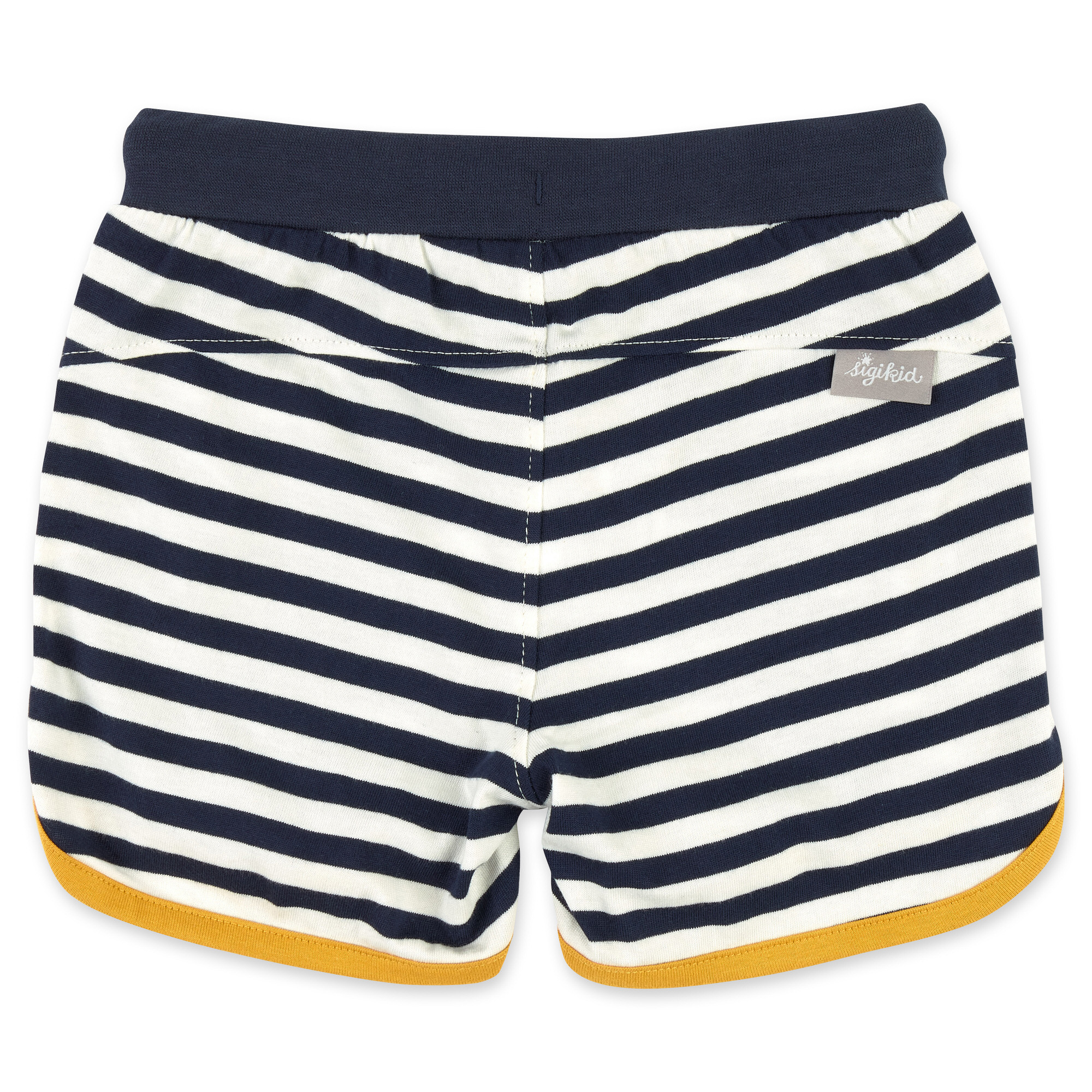 Striped children's short jersey pants navy/white with pockets,