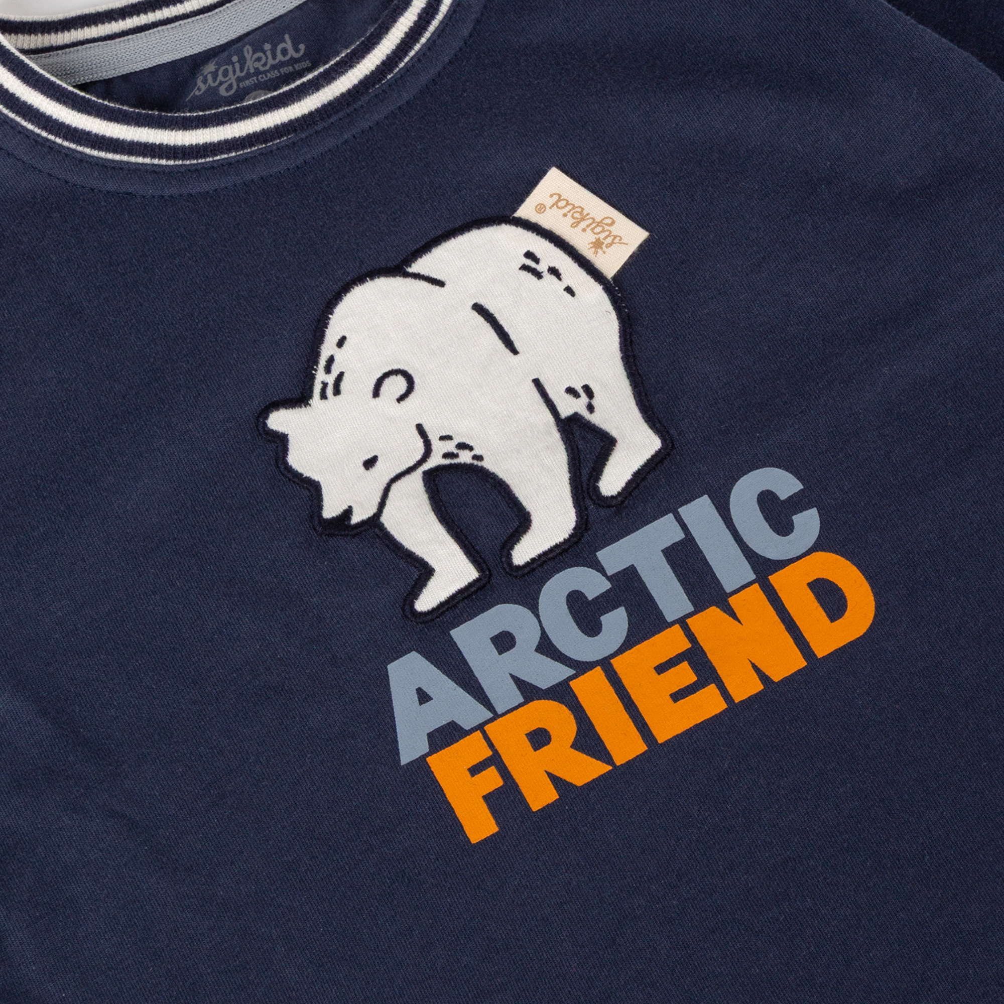 Navy children's long sleeve Tee bear, Polar Friends