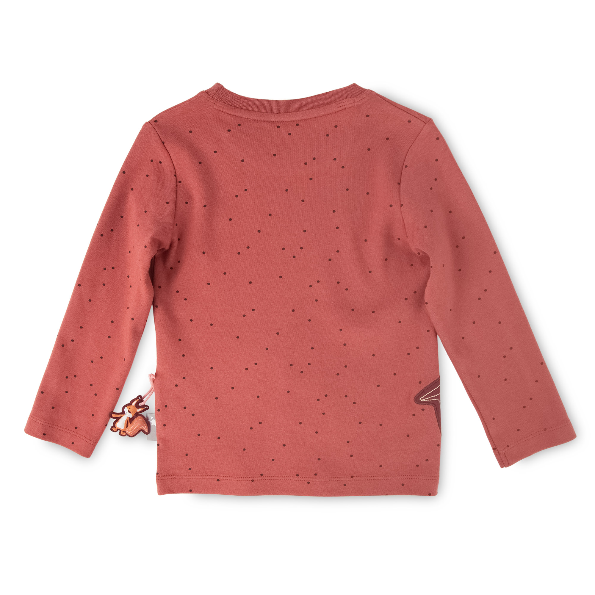 Kinder Langarmshirt mit Eichhörnchen Motiv, rotbraun mit Pünktchen Kinder Langarmshirt mit Eichhörnchen Motiv, rotbraun mit Pünktchen