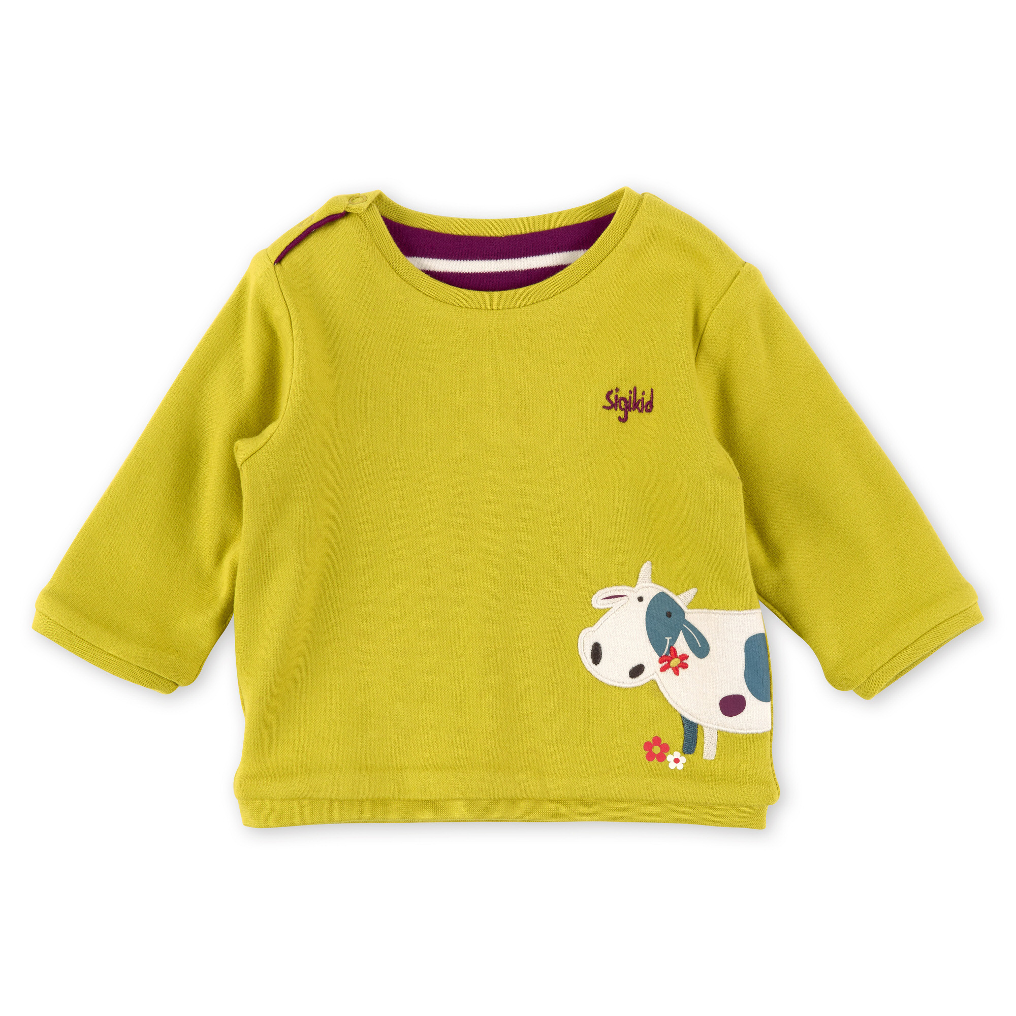 Baby Wendeshirt gelbgrün oder lila/weiß gestreift