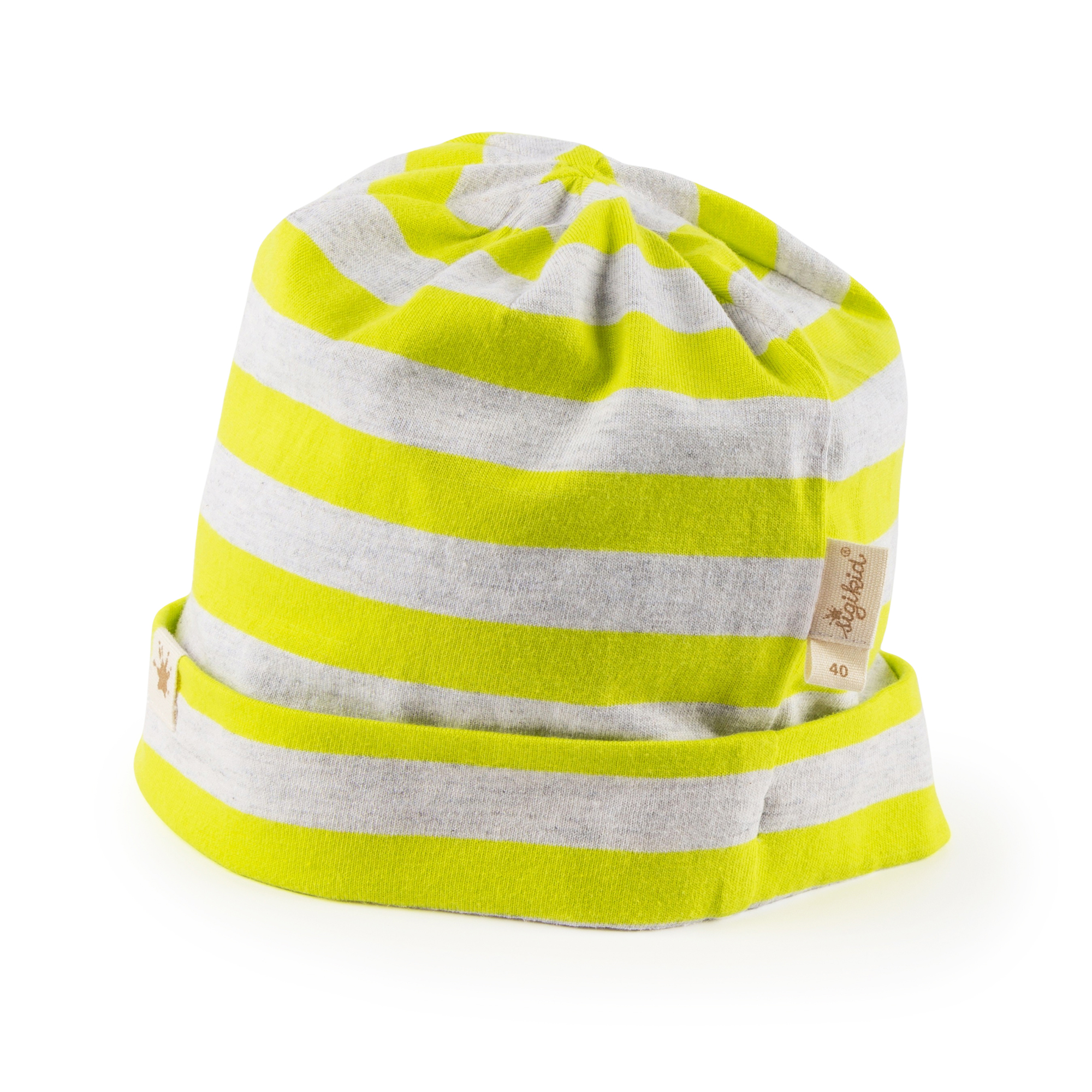 Baby Sommer Mütze Sporty Dino, gelb-weiß gestreift Baby Sommer Mütze Sporty Dino, gelb-weiß gestreift