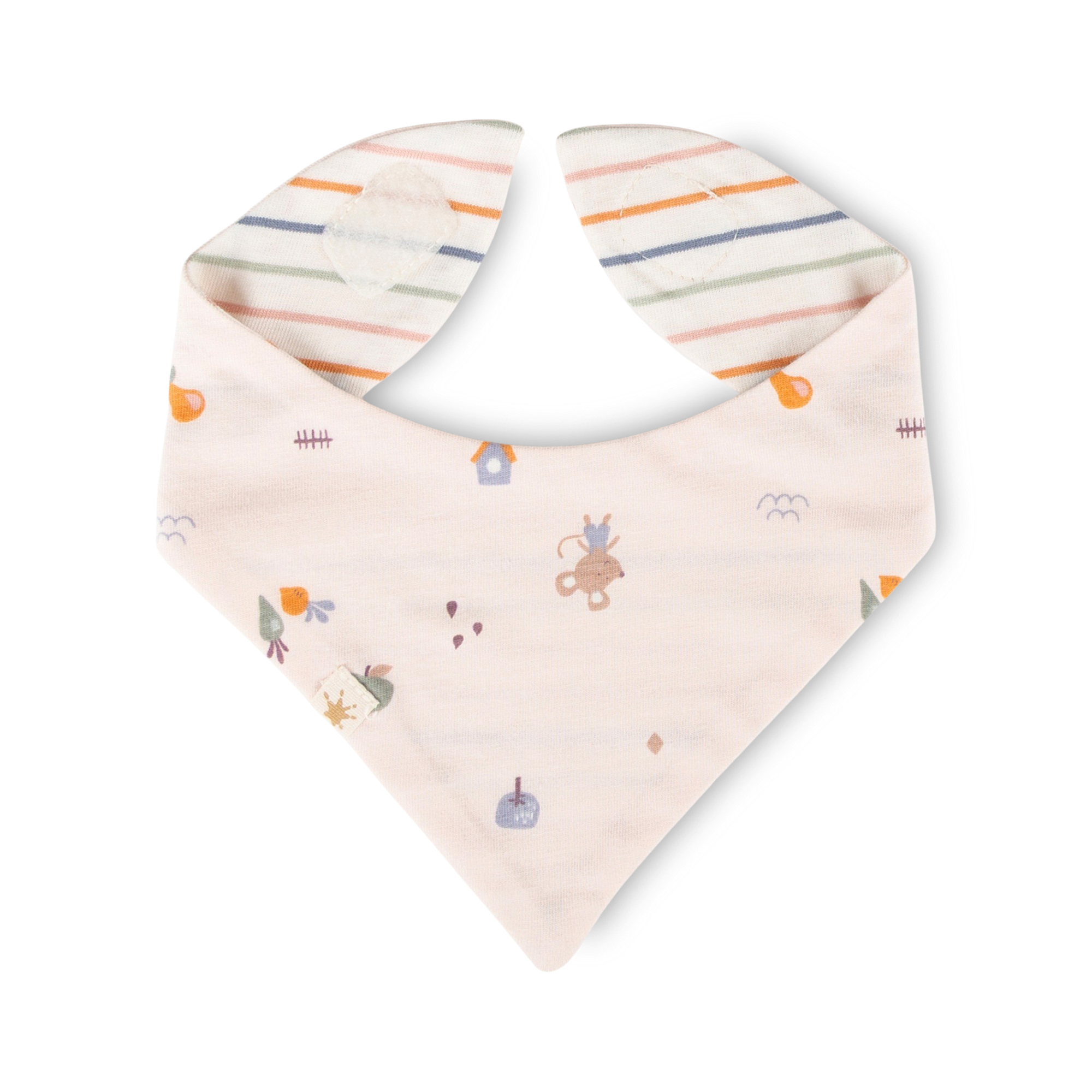 Newborn baby bandana bib, reversible, pastel pink