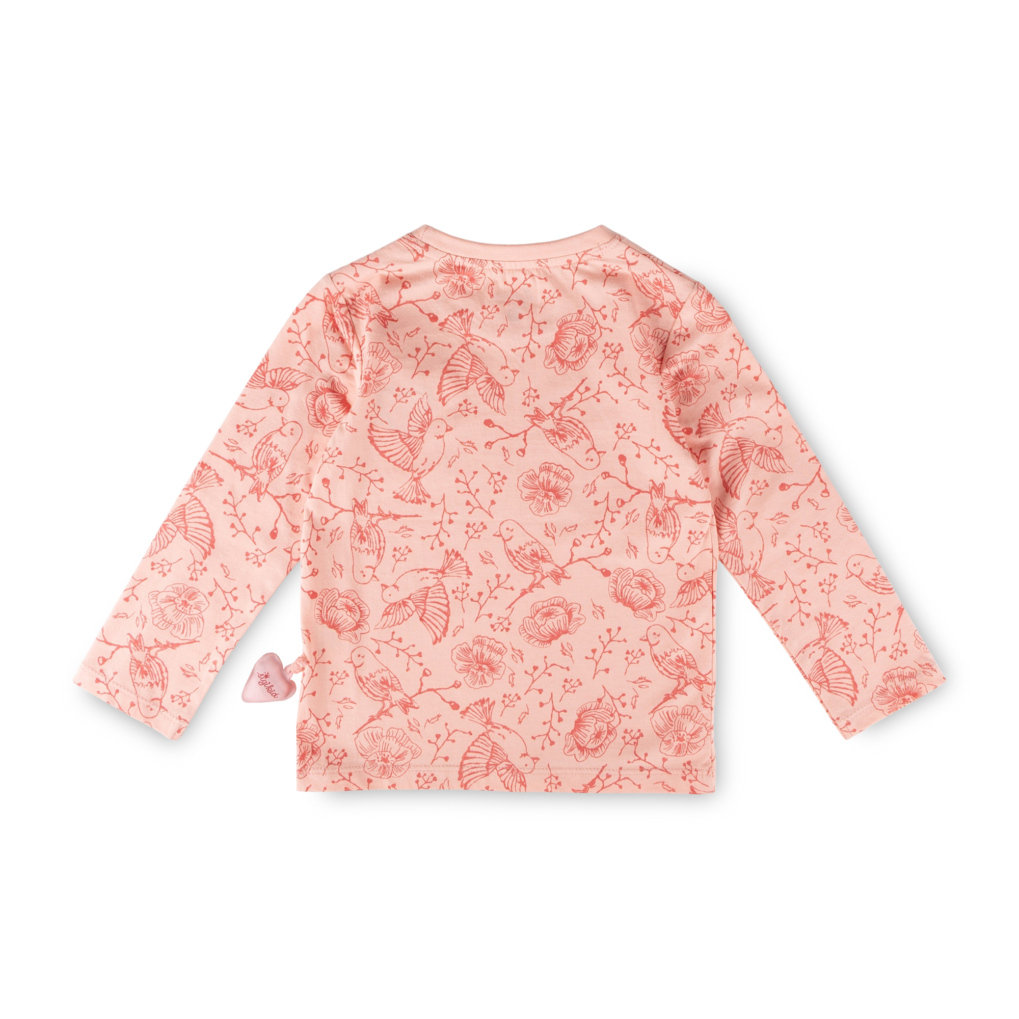 Kinder Langarmshirt mit Vogel Print und Herzchen, rosa