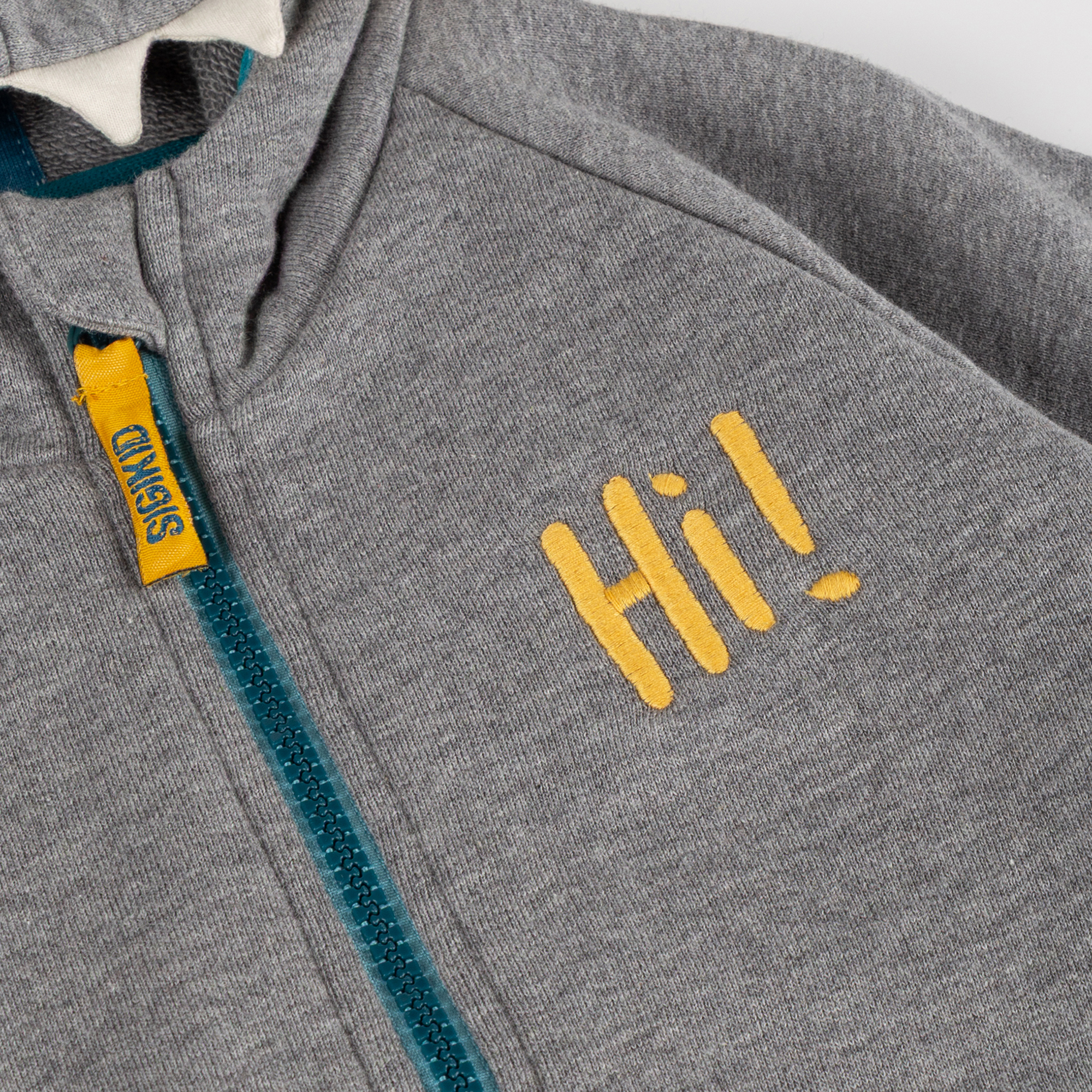 Kids' sweat jacket, shark-shaped hood, Blue & Bright