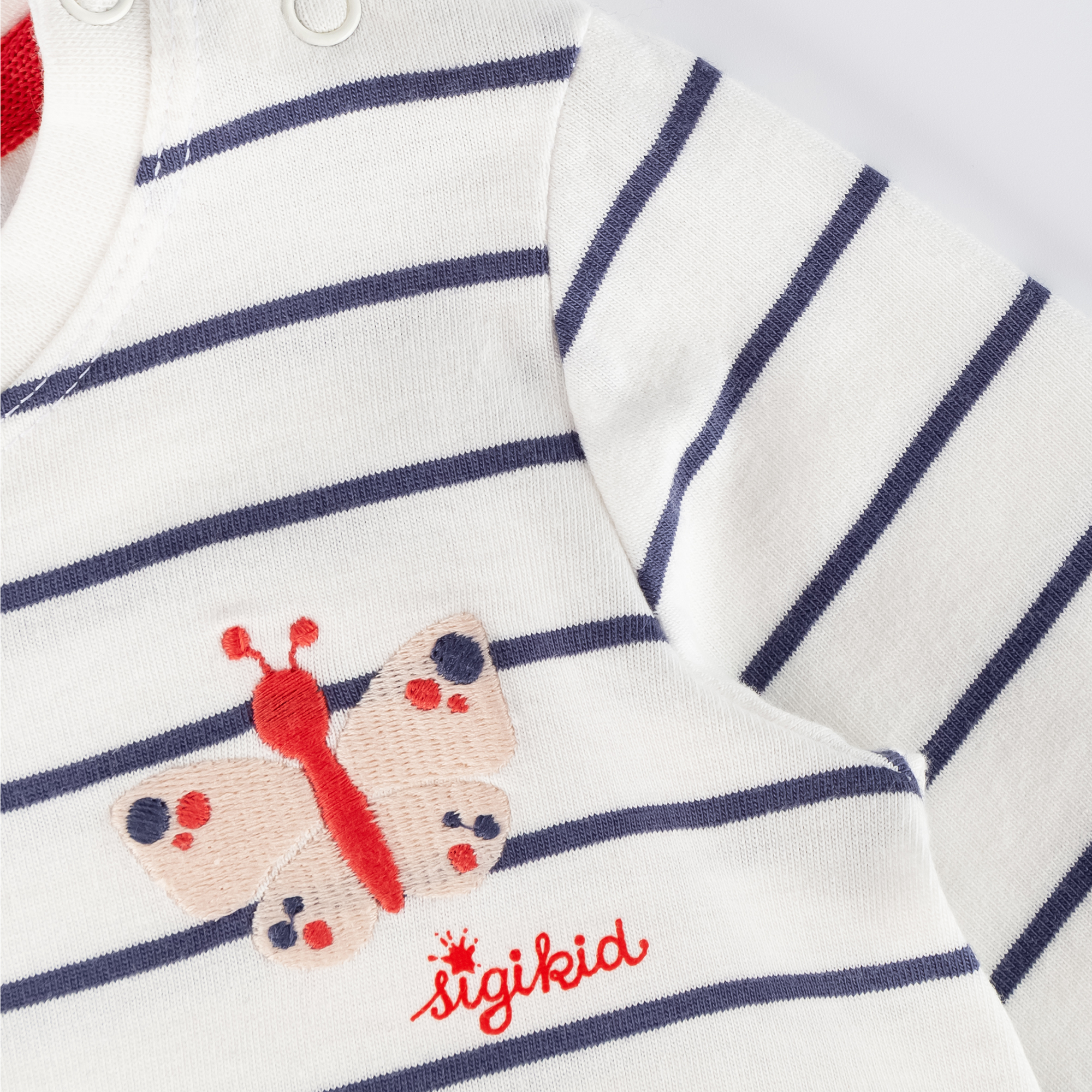 Baby Langarmshirt mit Schmetterling Motiv, blau geringelt