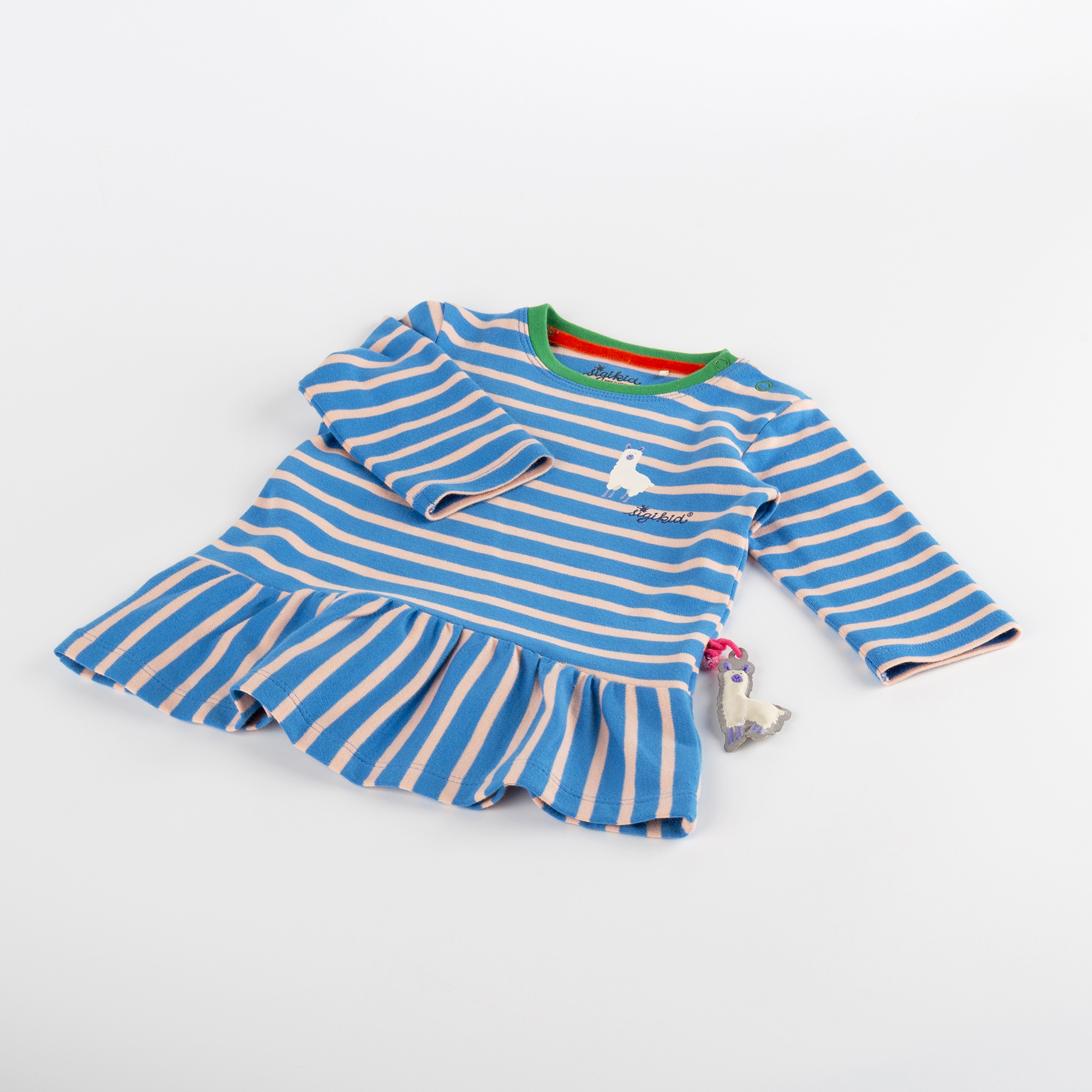 Baby Kleid Crazy Lama, blau gestreift