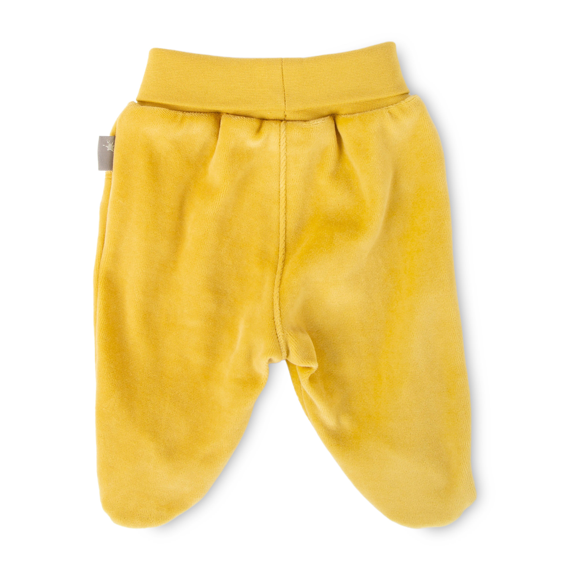 Newborn baby footed velour pants, yellow