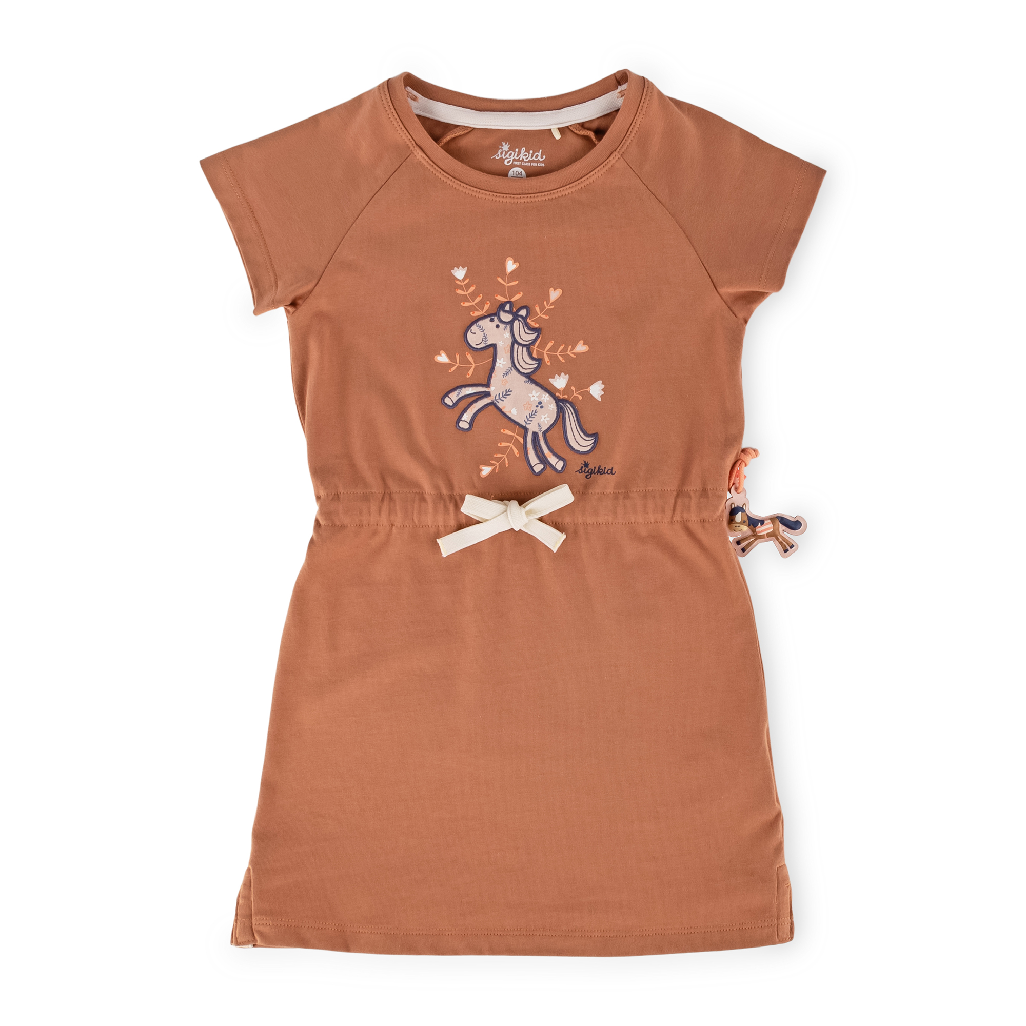 Children's sugar brown Tee shirt dress Funny Horse