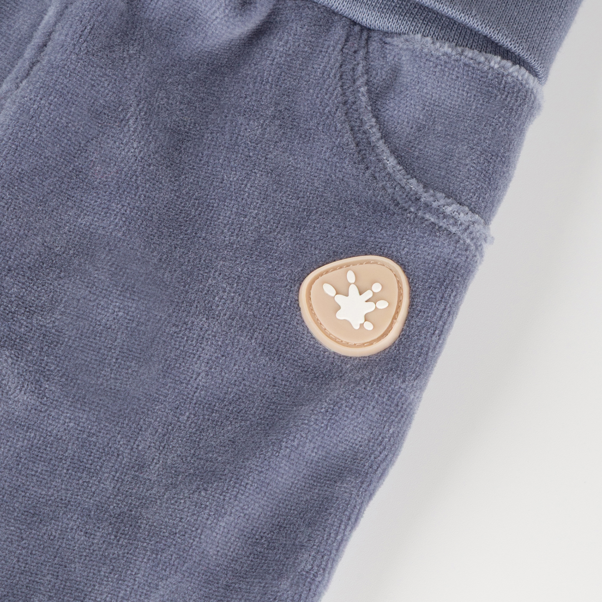 Newborn baby footed velour trousers, blue