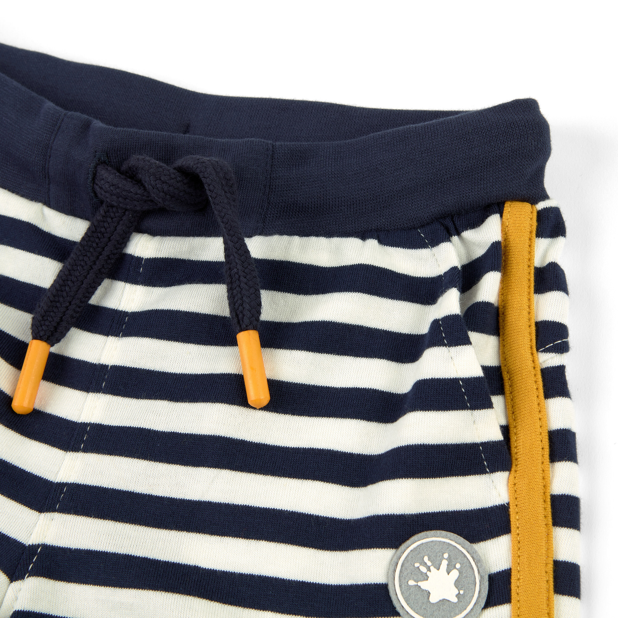 Striped children's short jersey pants navy/white with pockets,