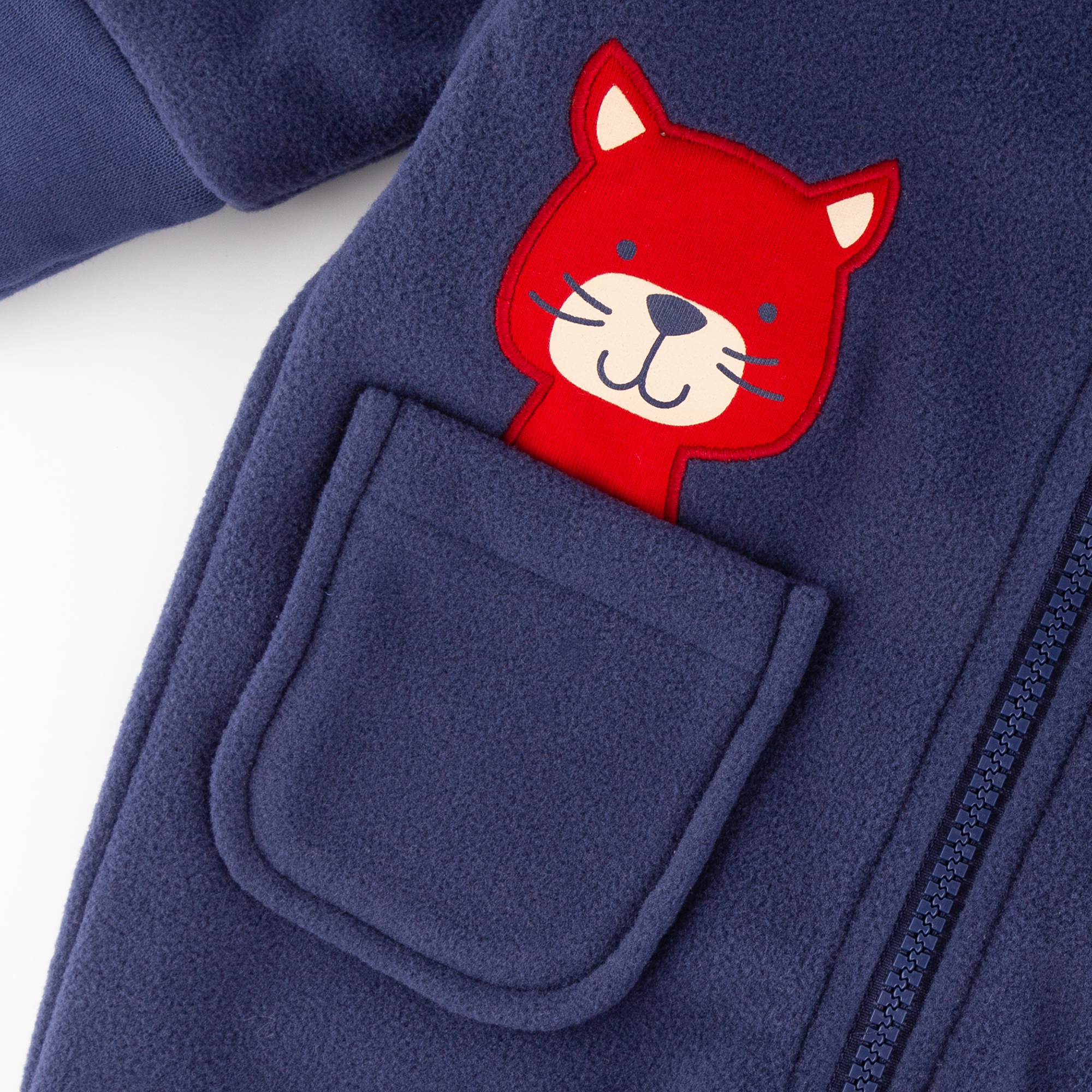 Baby Fleece Overall Katze, dunkelblau