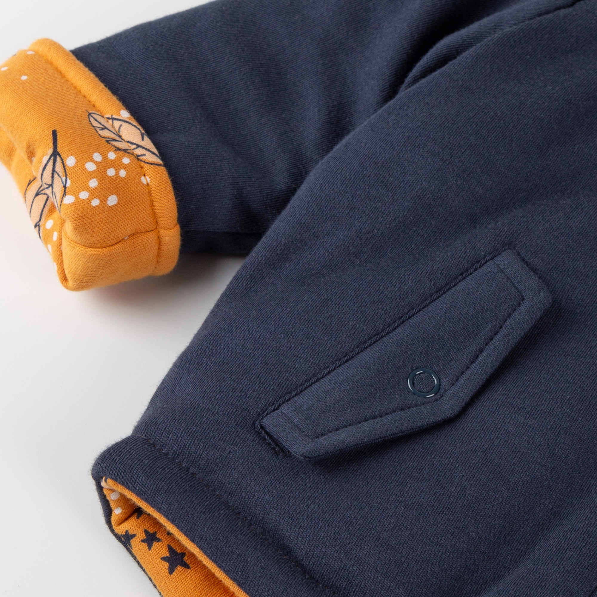 Reversible hooded baby jacket Magic Owl, interlined