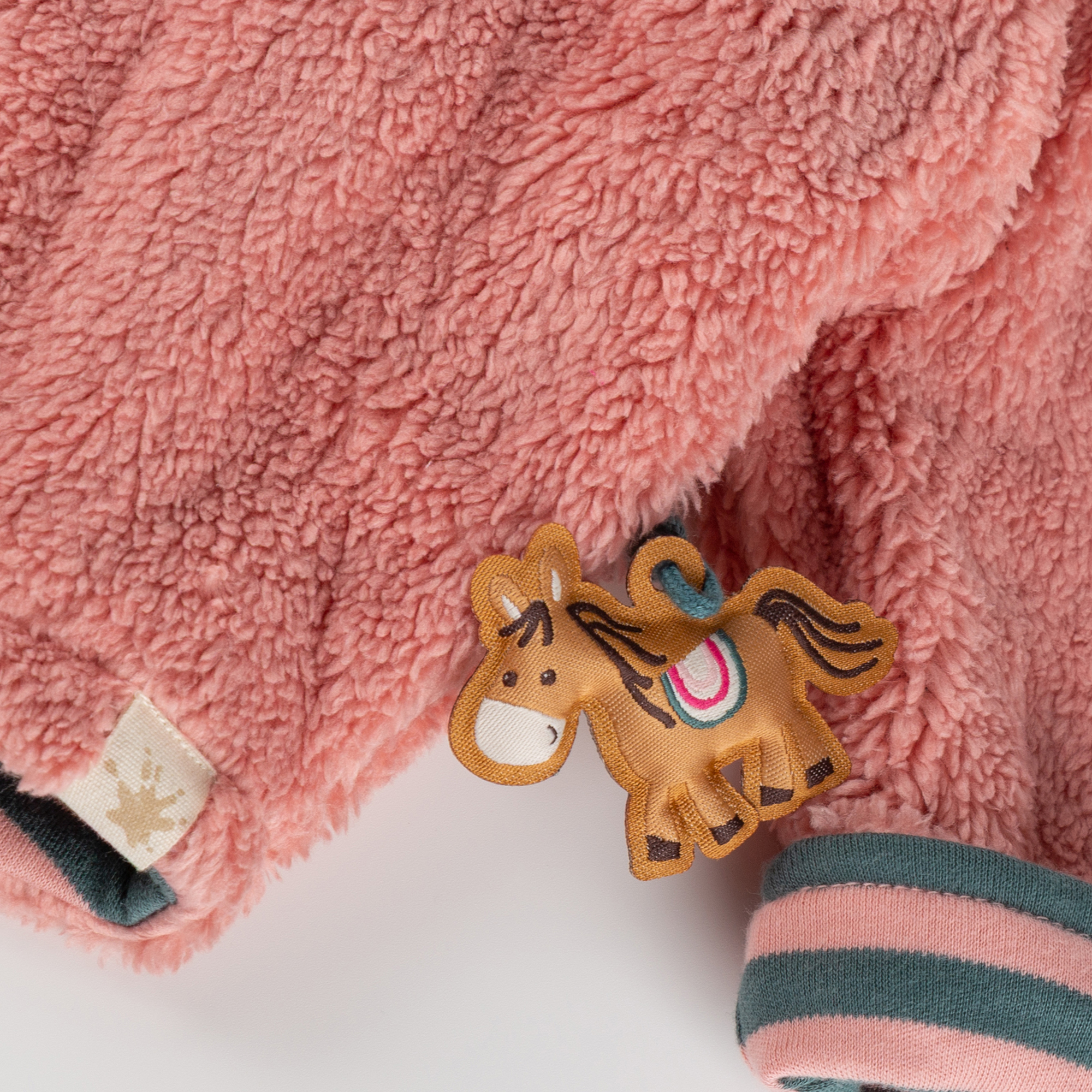 Hooded baby teddy fleece jacket Pony Love, lined