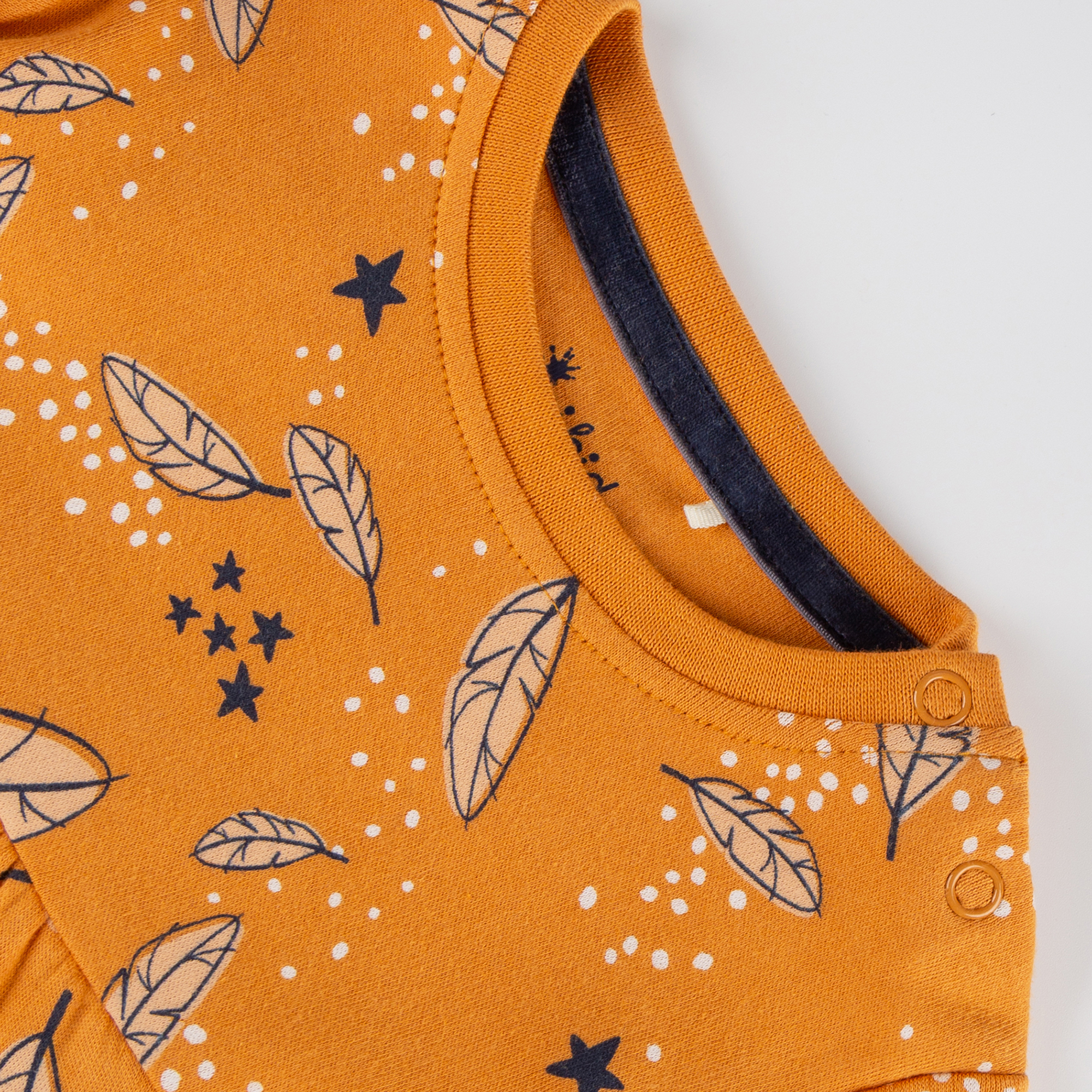 Tiered baby dress Magic Owl, feather print