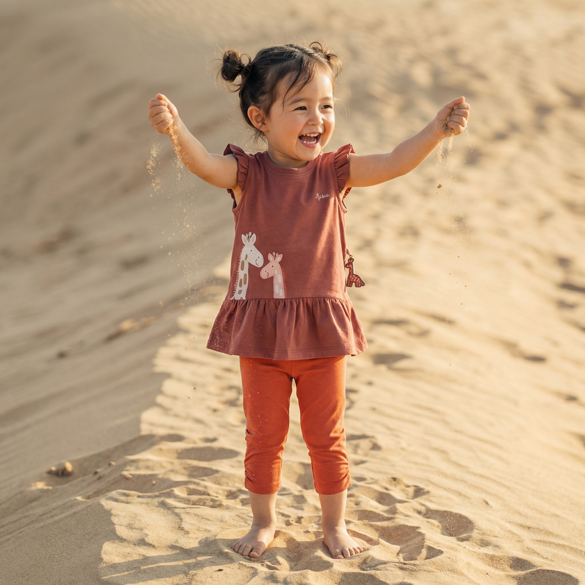 Baby capri leggings with gatherings, Savanne