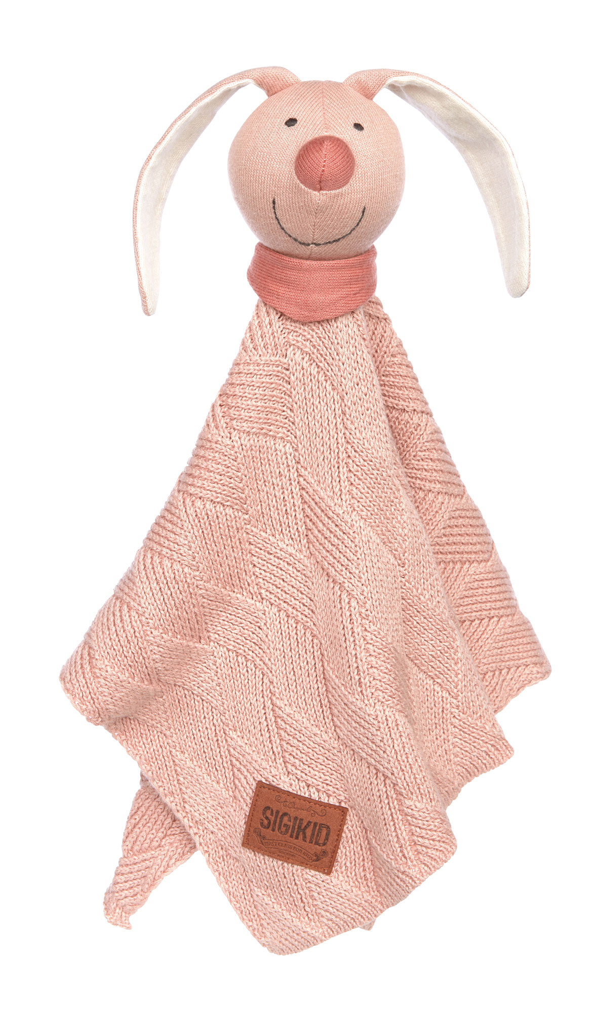 Baby blankie bunny, pink, Knitted Love