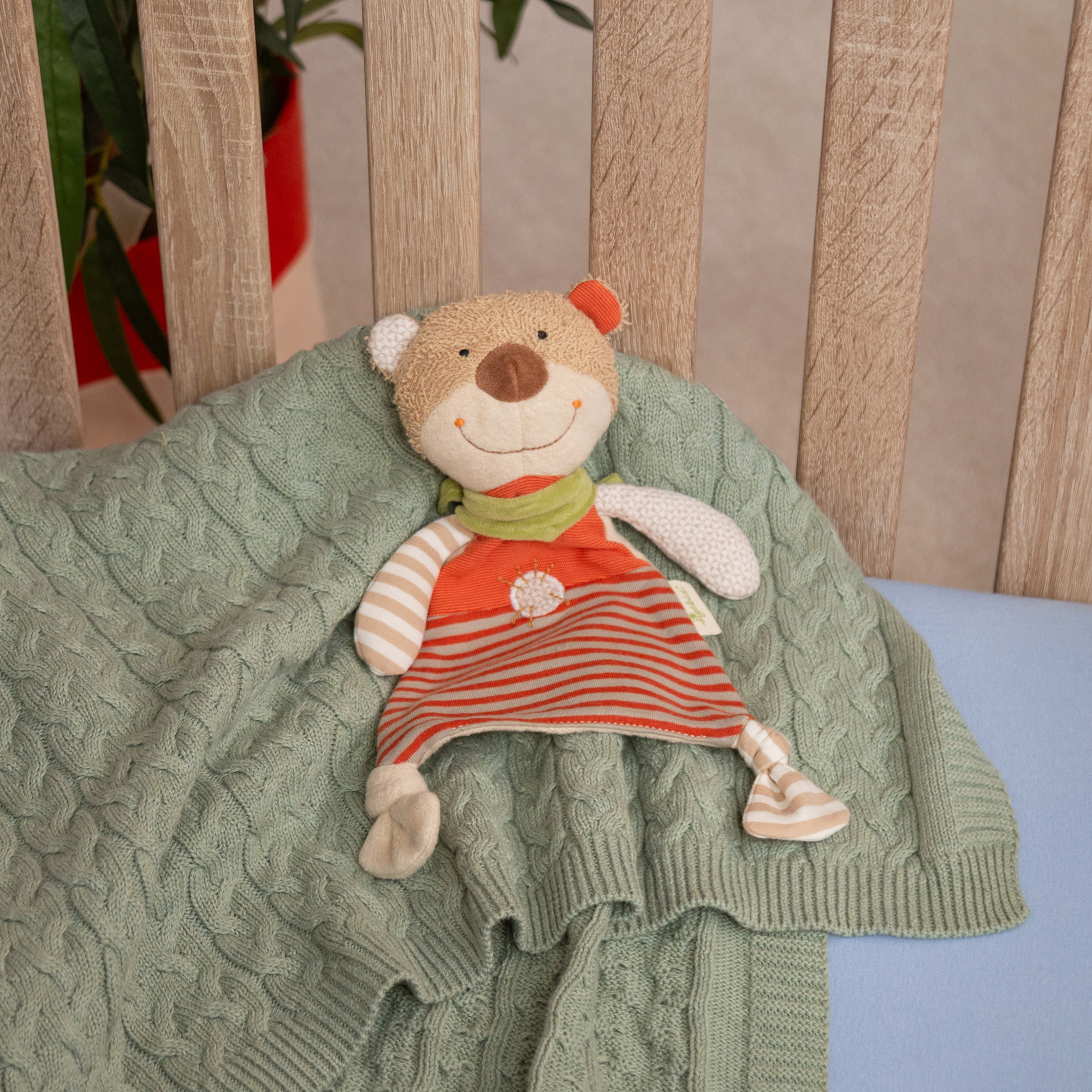 Organic baby comforter blankie bear, Green