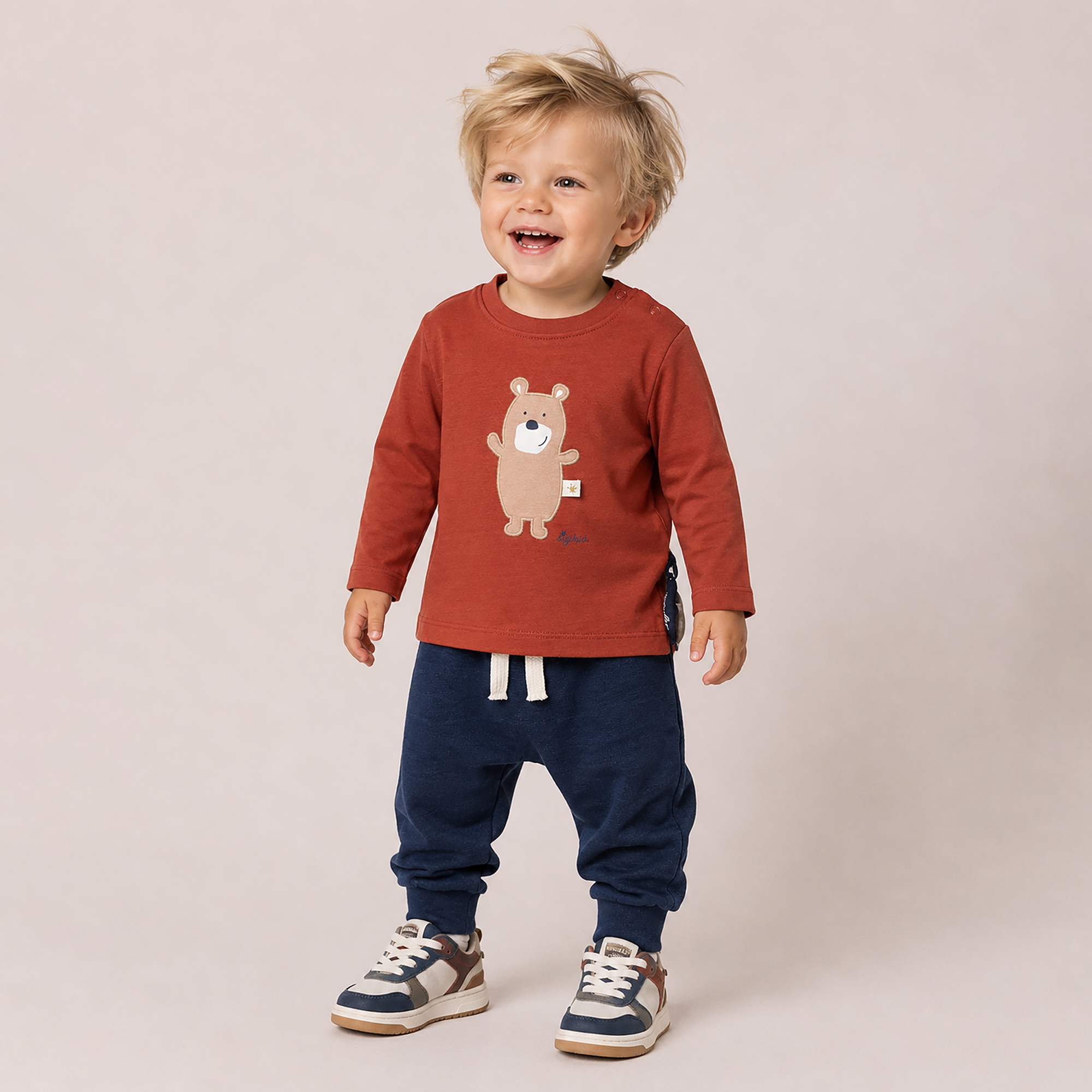 Baby Langarmshirt Bär, rot