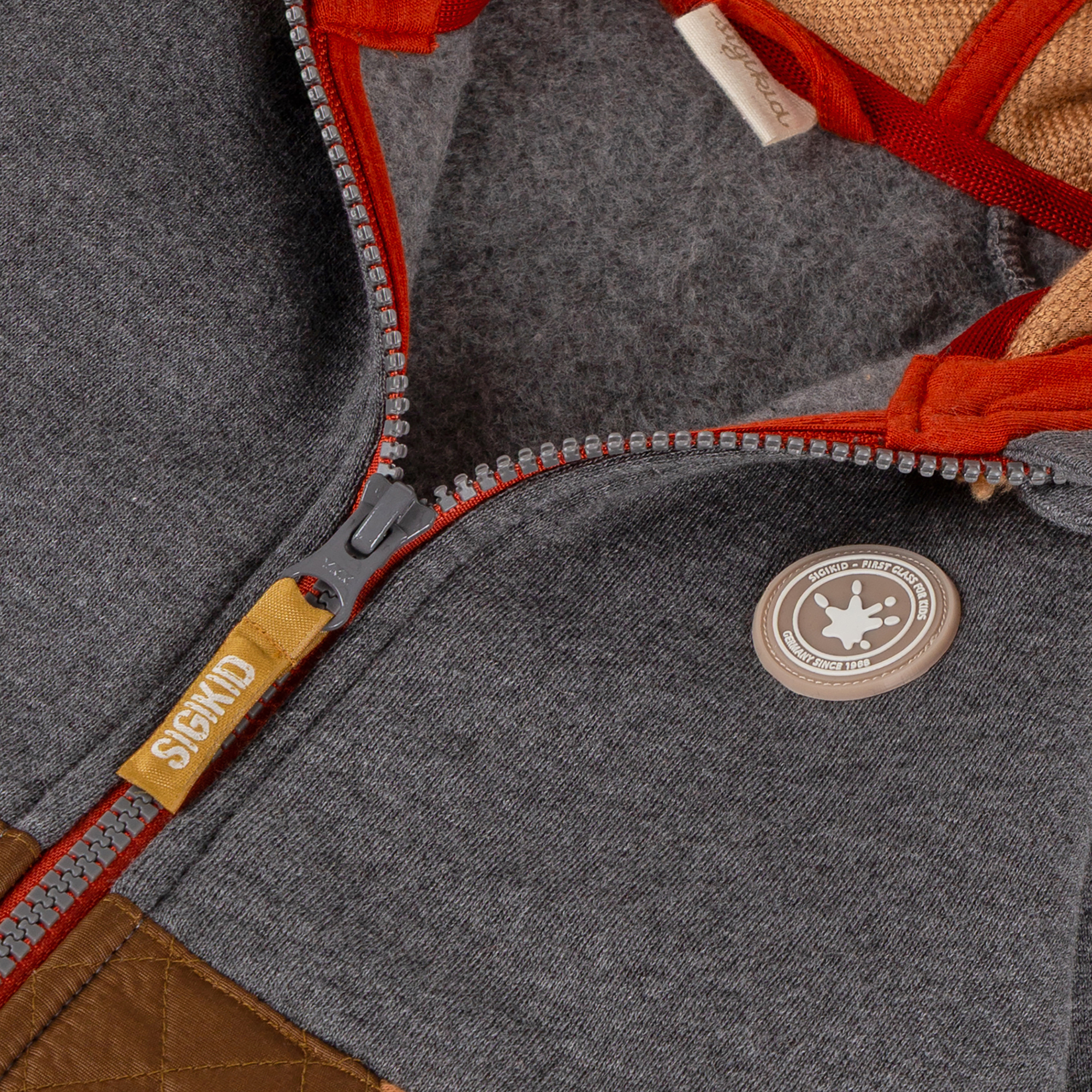 Kinder Sweatjacke mit Fleece Kapuze, dunkelgrau
