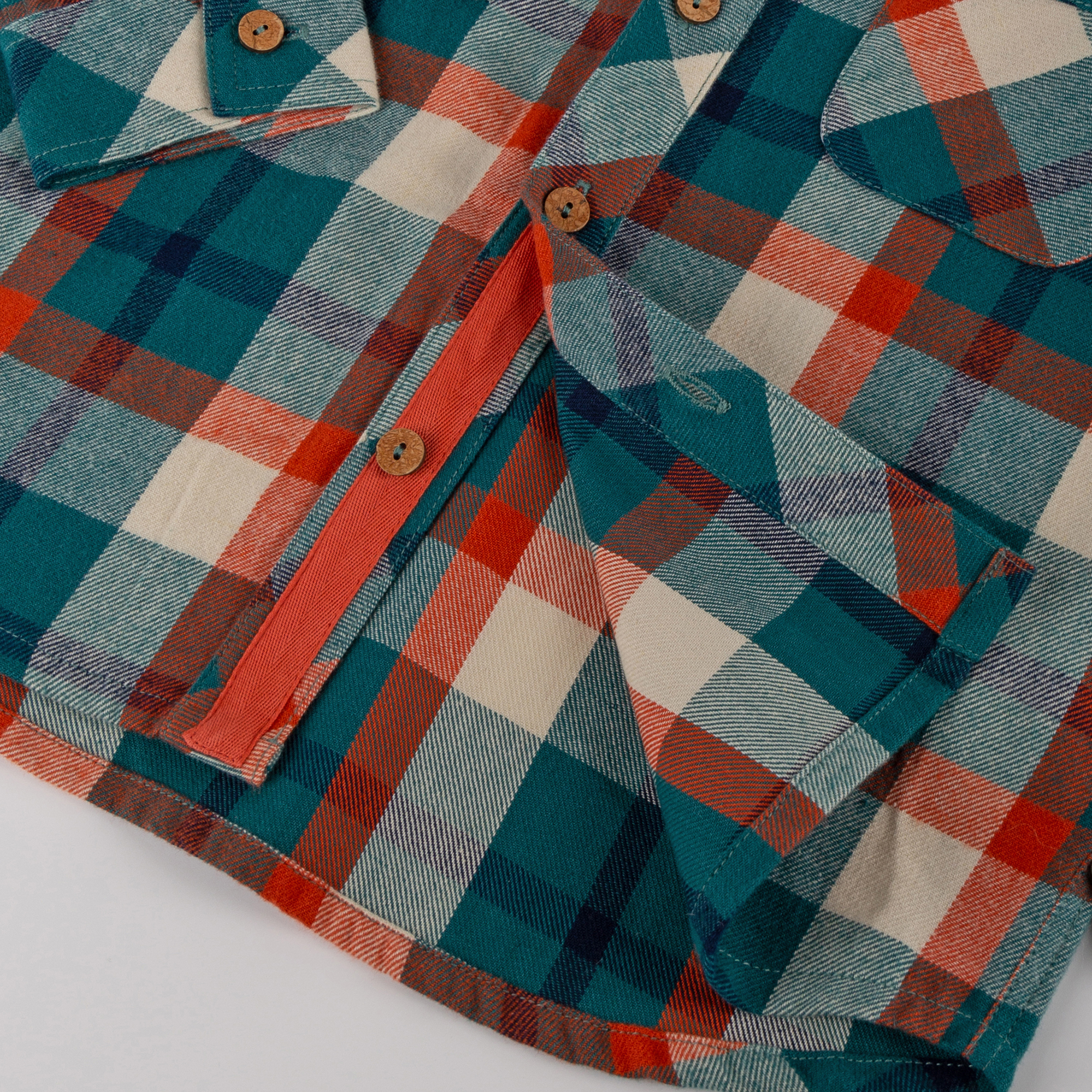 Kinder Karo Flanellhemd Wild Fox, grün-orange-weiß Kinder Karo Flanellhemd Wild Fox, grün-orange-weiß