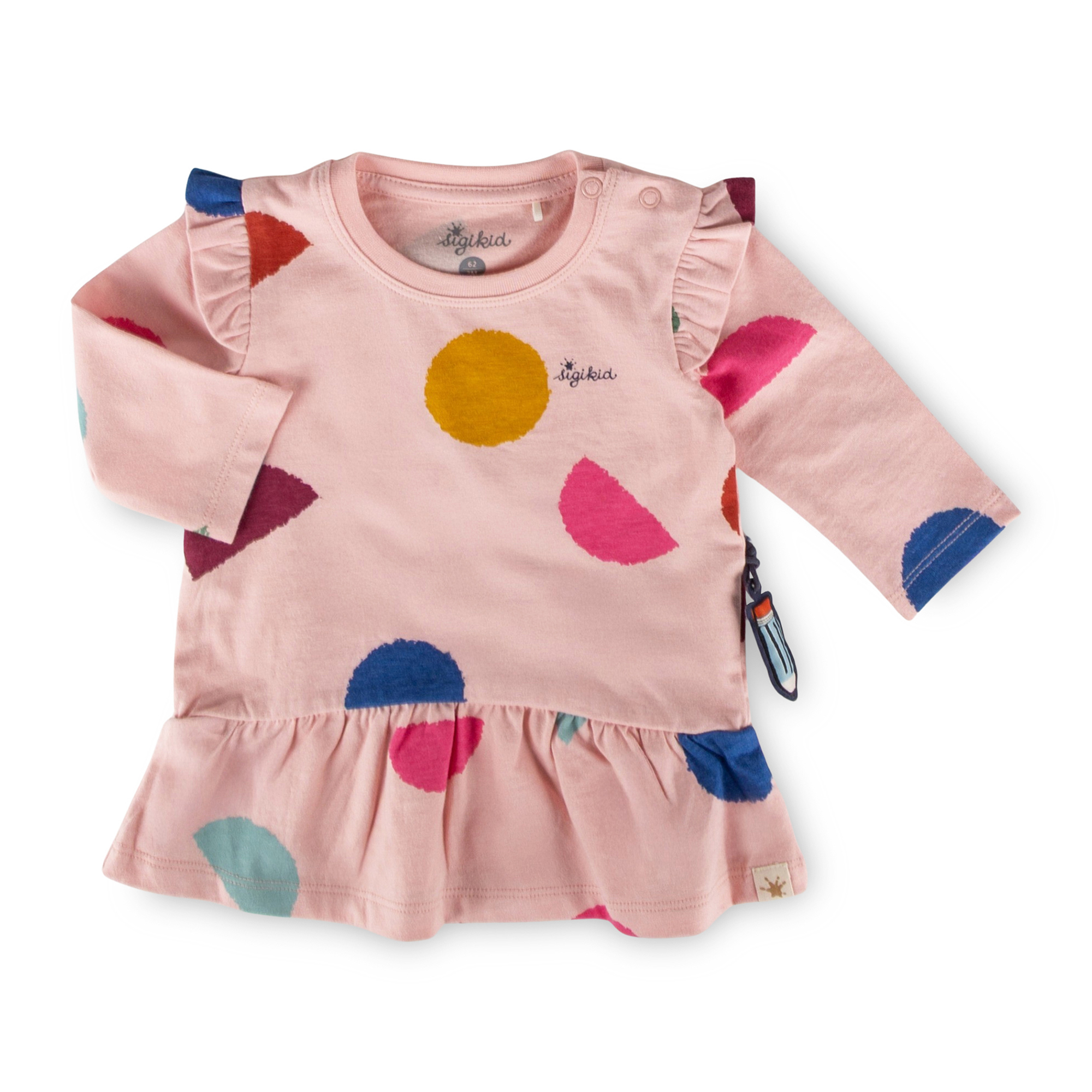 Baby long-sleeved flounce dress, pastel pink