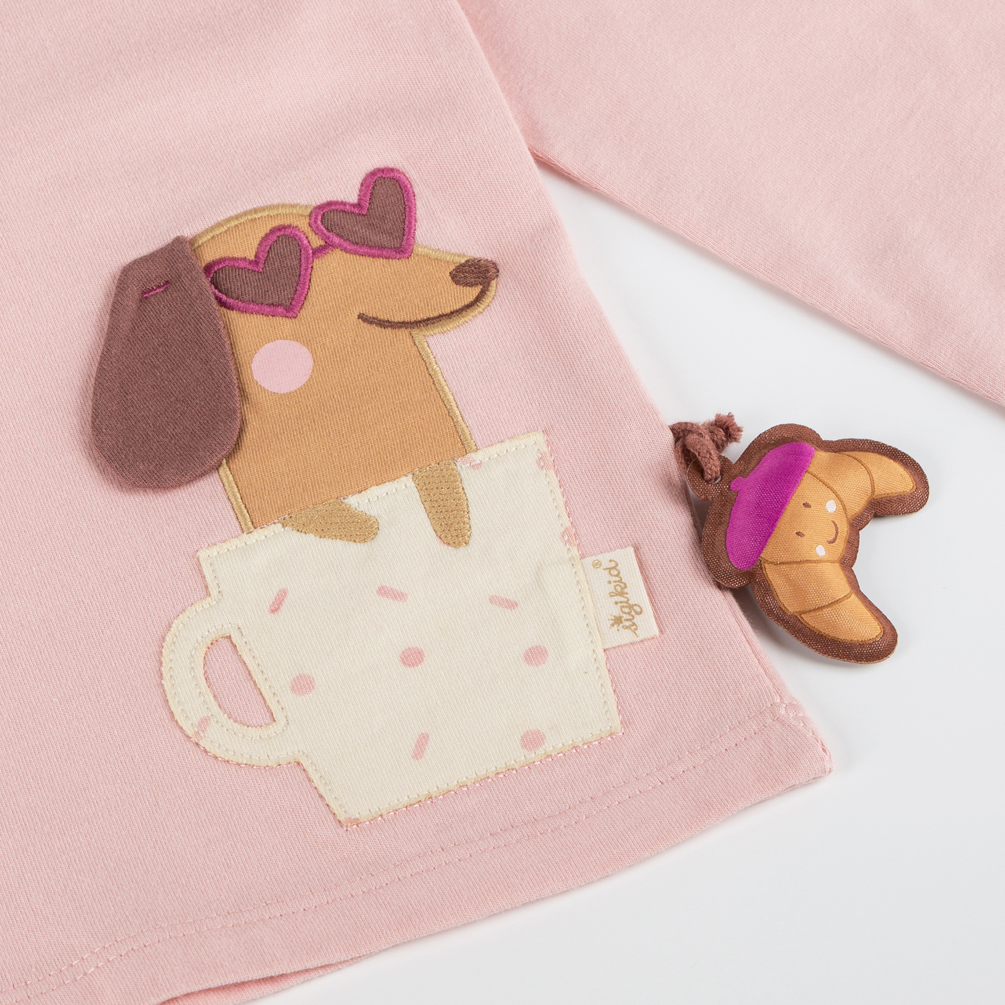 Kinder Langarmshirt Hund, Petit Croissant