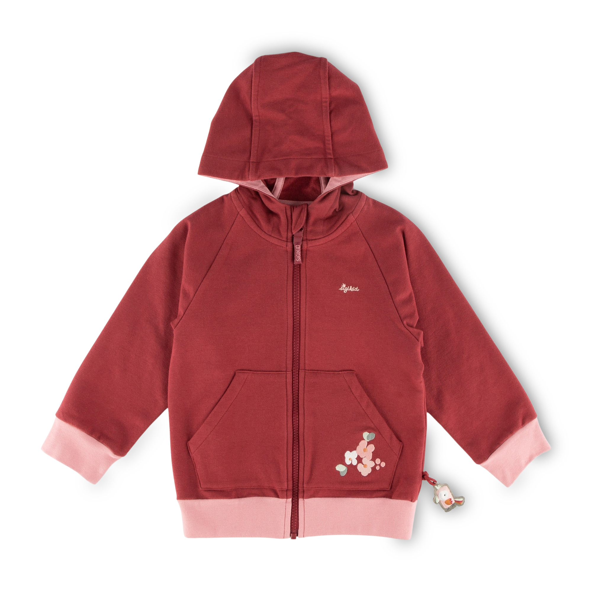 Children's hooded sweat jacket, dark red