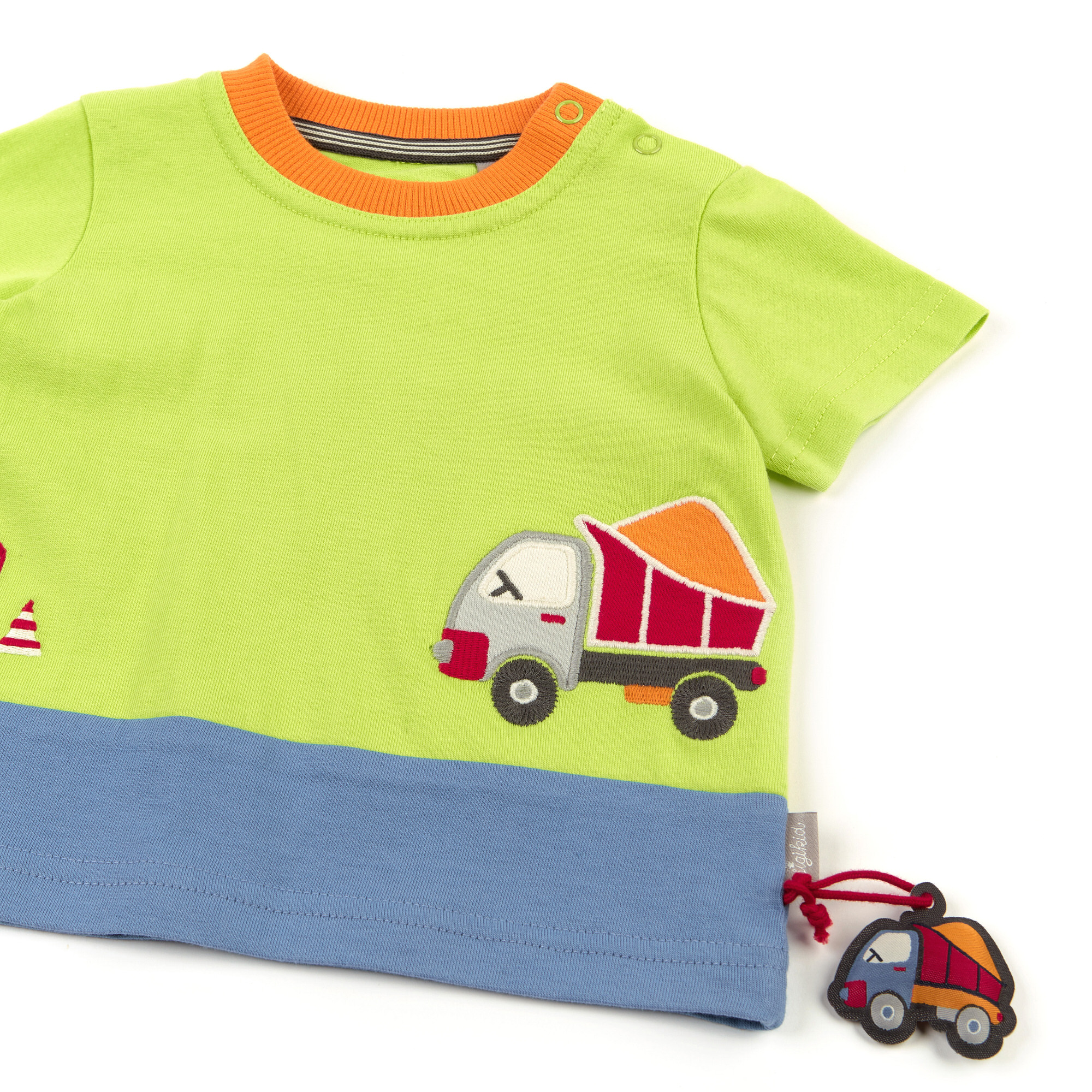 Hellgrünes Baby T-Shirt Truck Stop