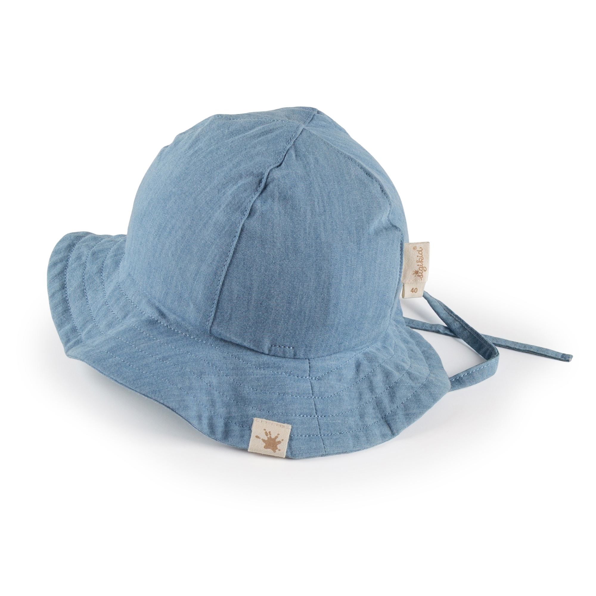 Brimmed baby sun hat with ties