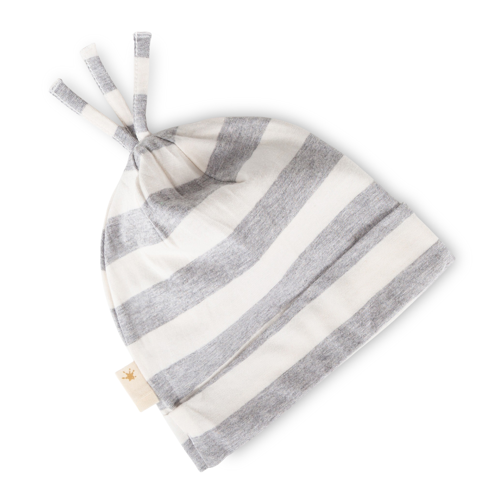 Baby beanie hat, white/grey striped