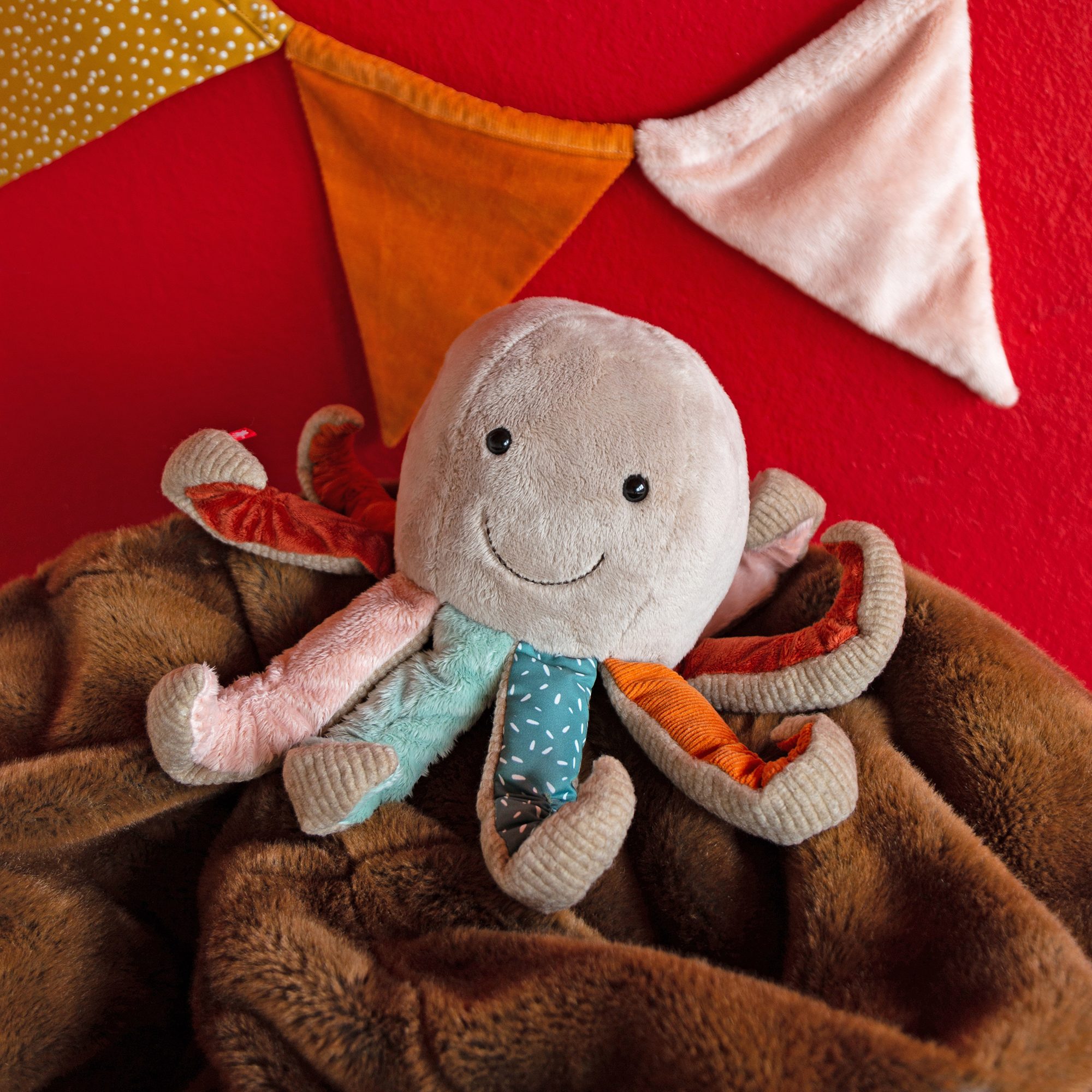 Patchwork plush toy octopus