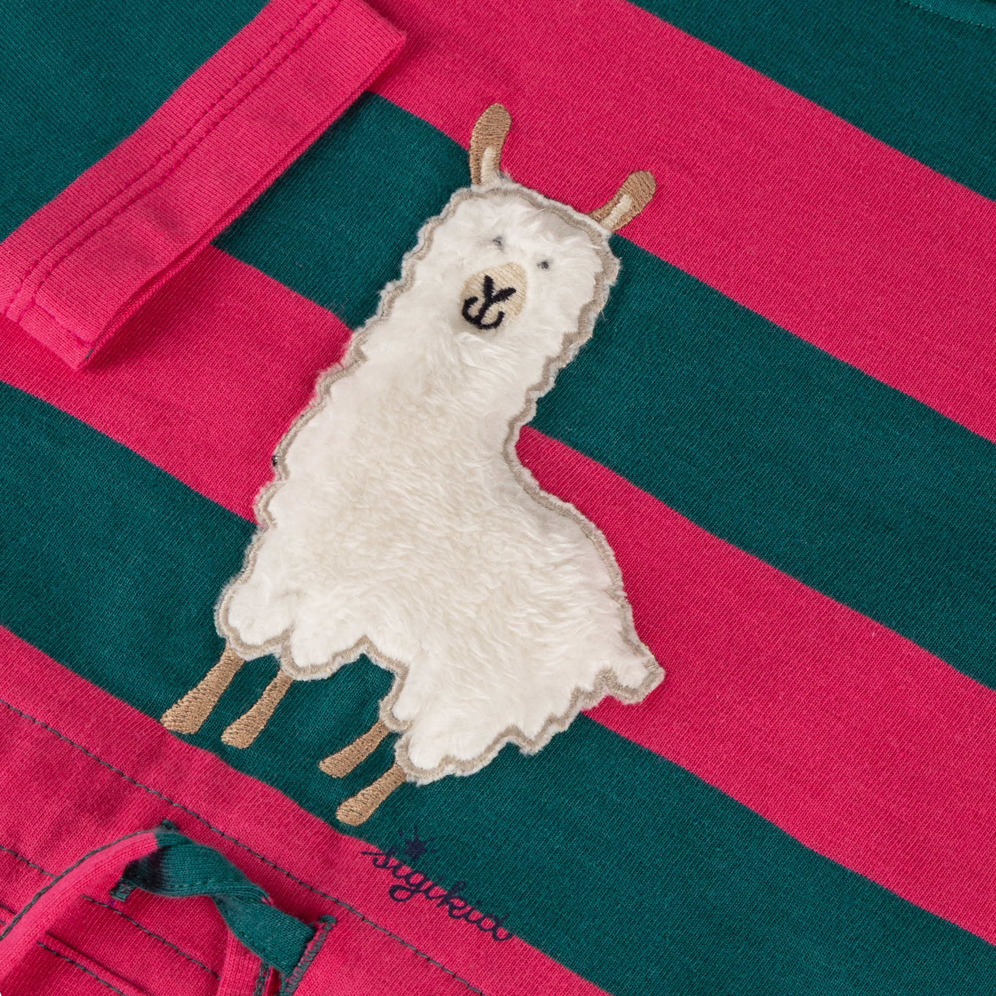 Girls' long sleeve dress llama, kangaroo pocket