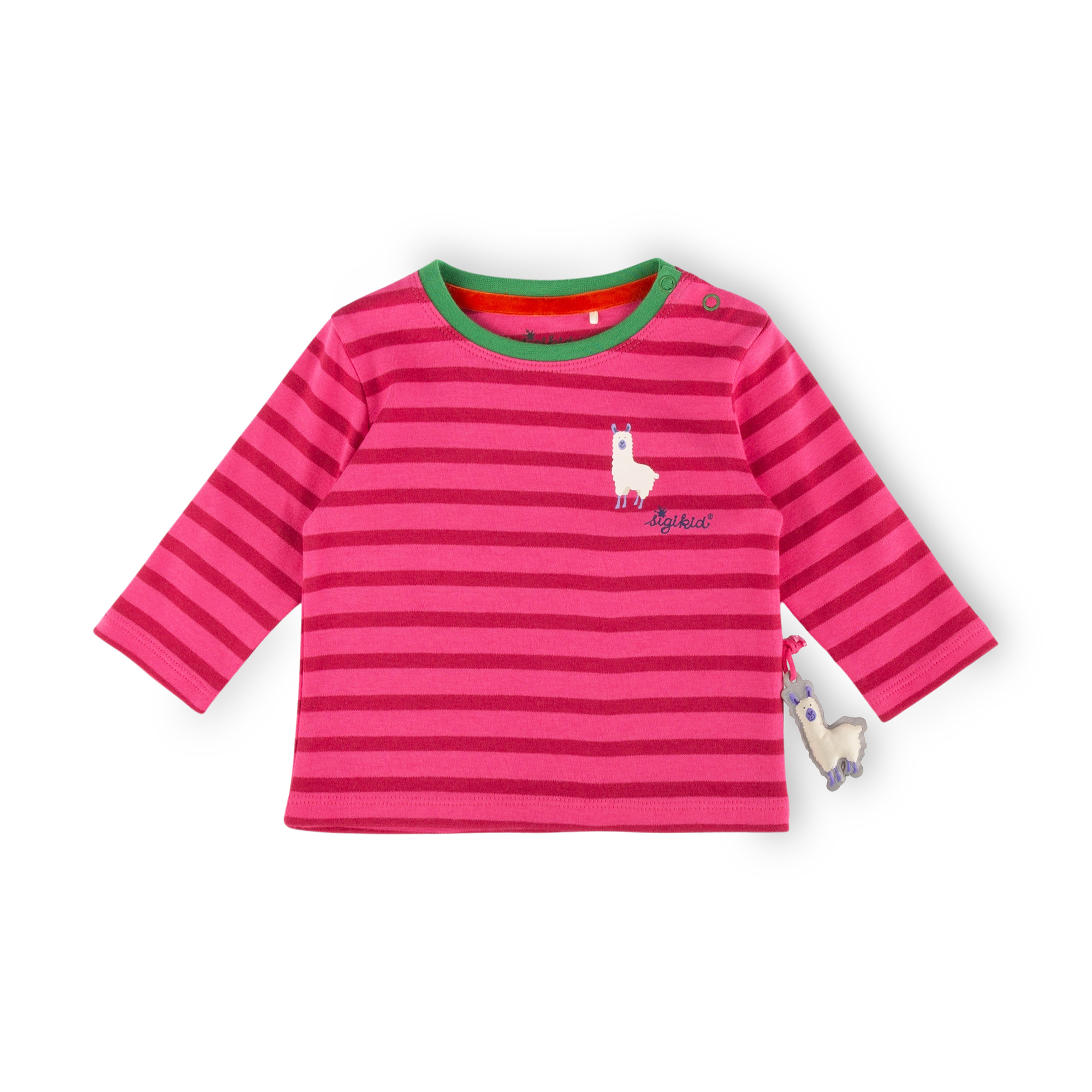 Baby Langarmshirt Crazy Lama, pink gestreift, Baby