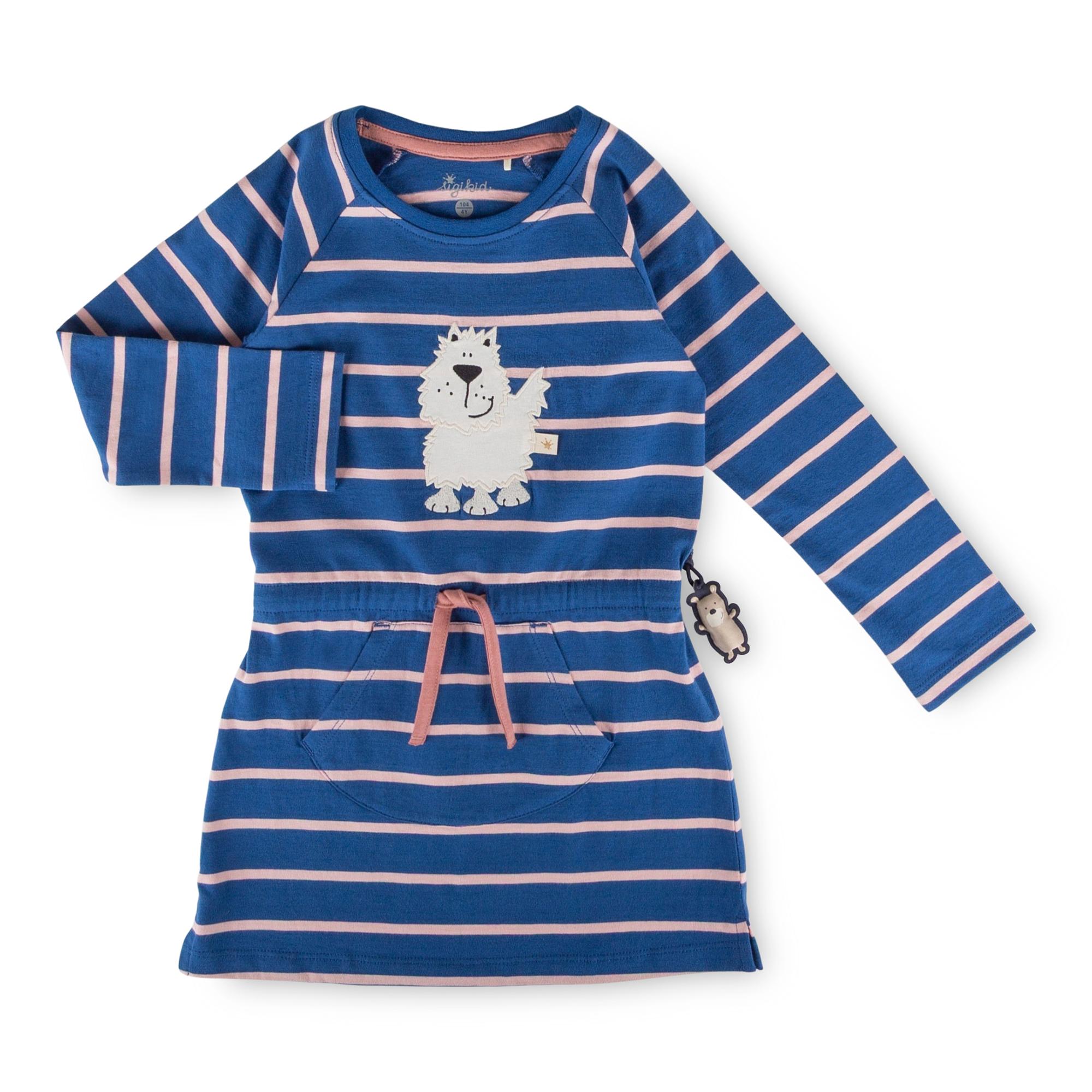 Girls' long-sleeved dress, kangaroo pocket