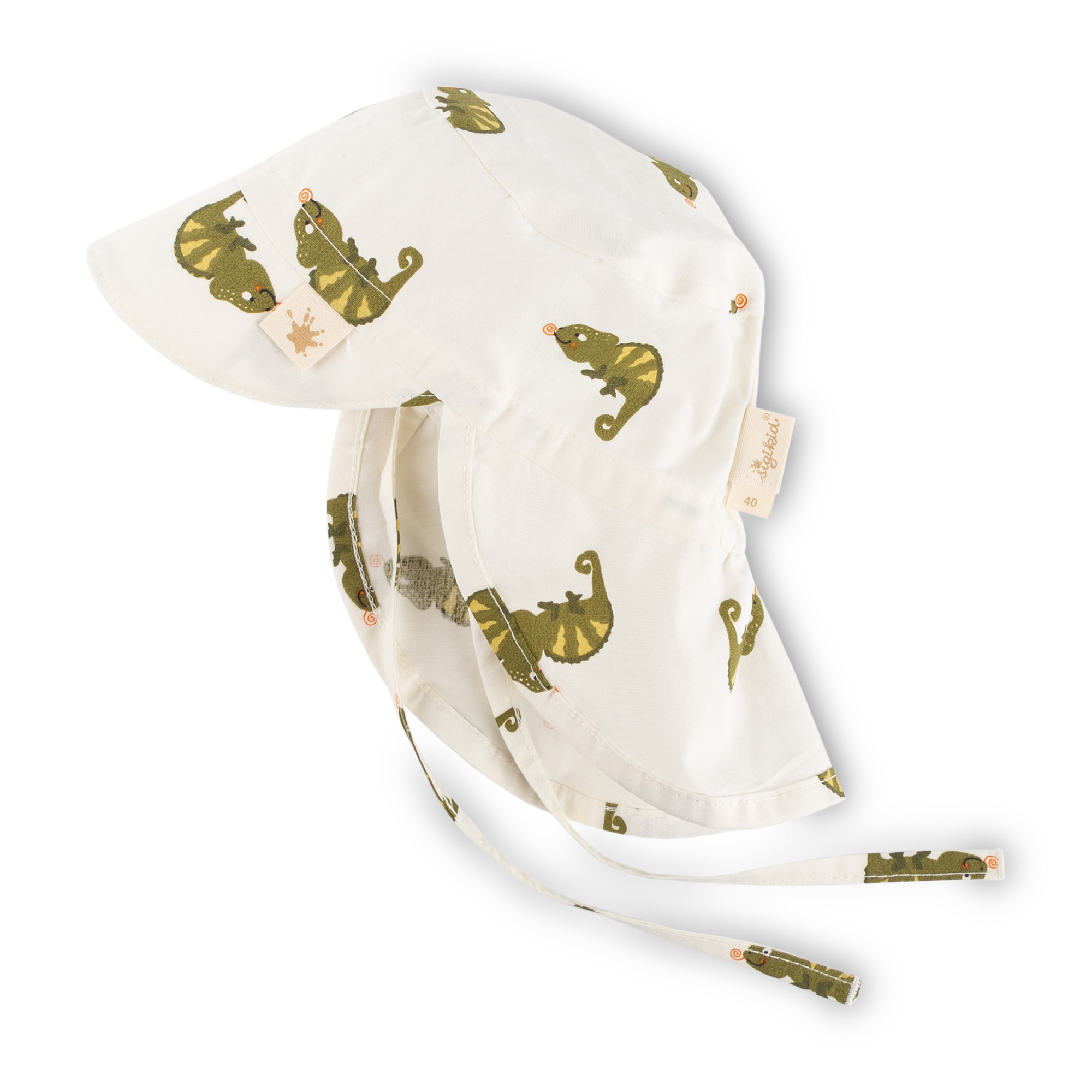 Peaked neck-flap baby sun hat chameleon, Jungle