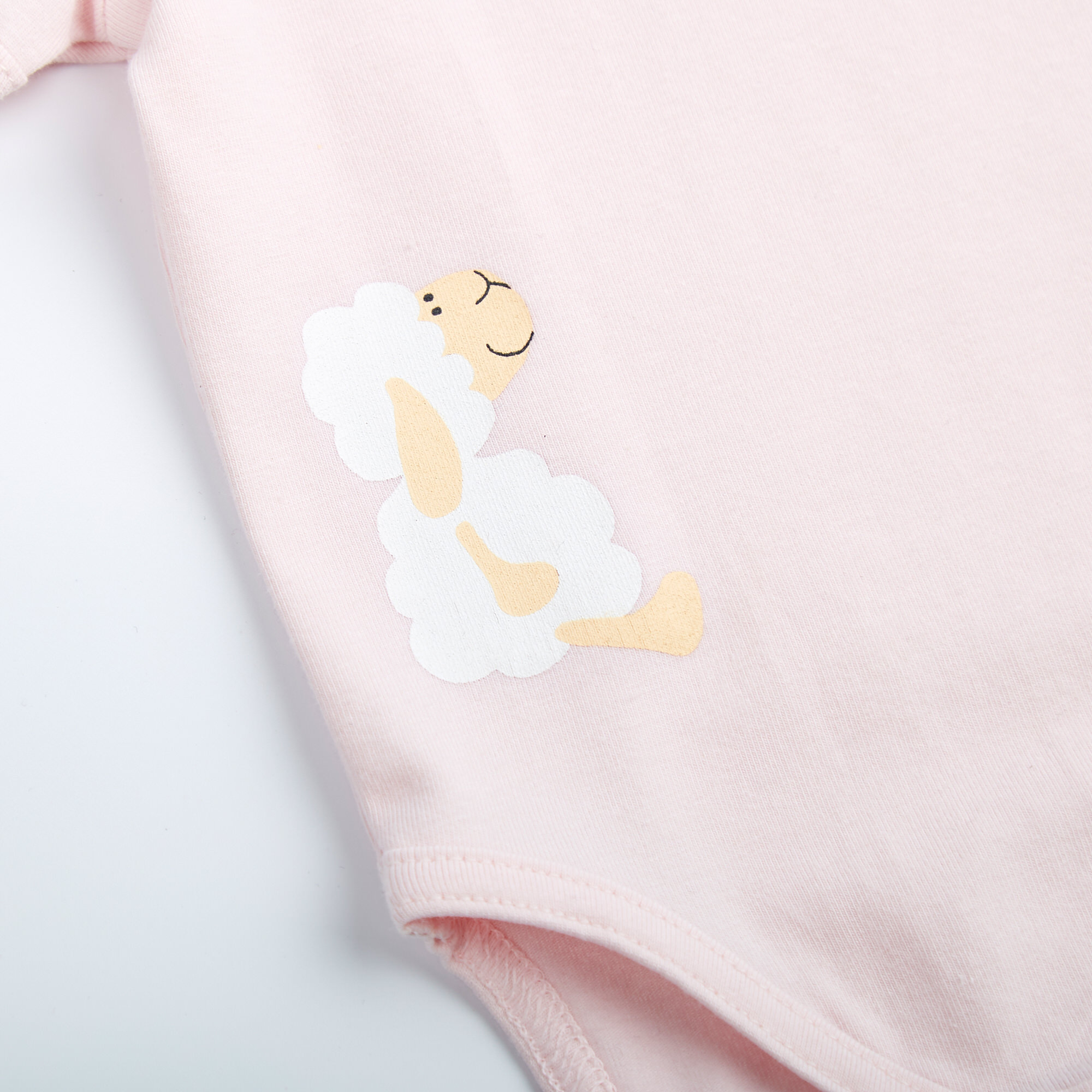 Short-sleeved baby onesie sheep, pink