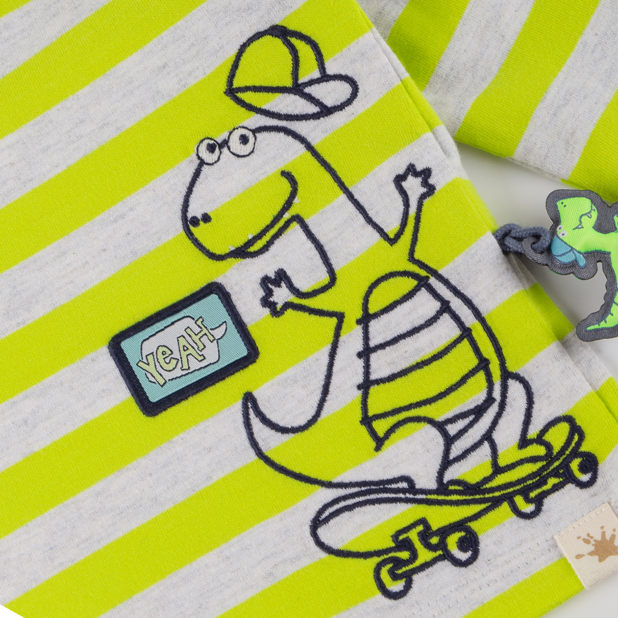 Baby Langarmshirt Sporty Dino, gelb-weiß gestreift Baby Langarmshirt Sporty Dino, gelb-weiß gestreift